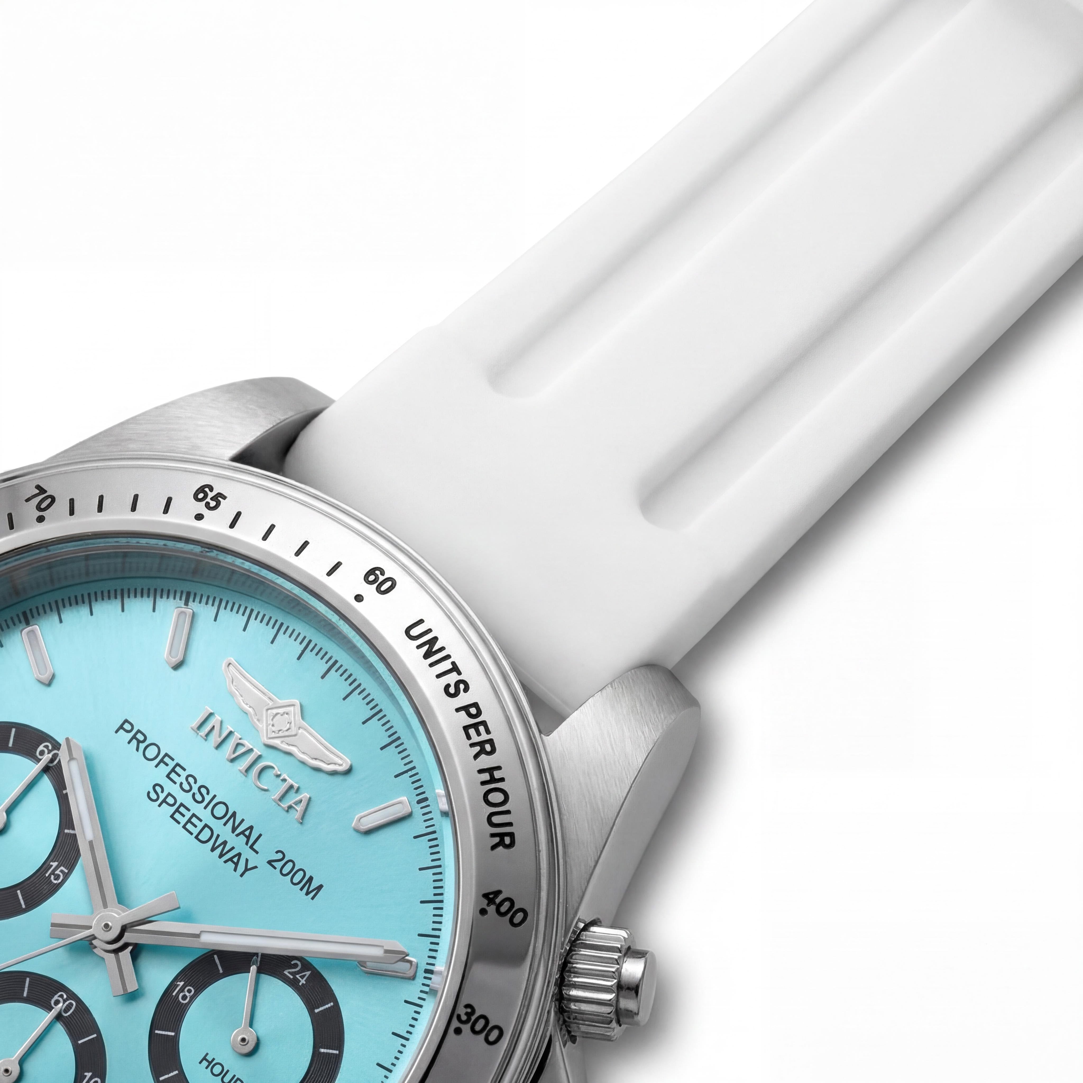 Invicta Speedway 50489 Reloj unisex de acero inoxidable plateado con esfera azul y correa de silicona de 40 mm, Photo 3