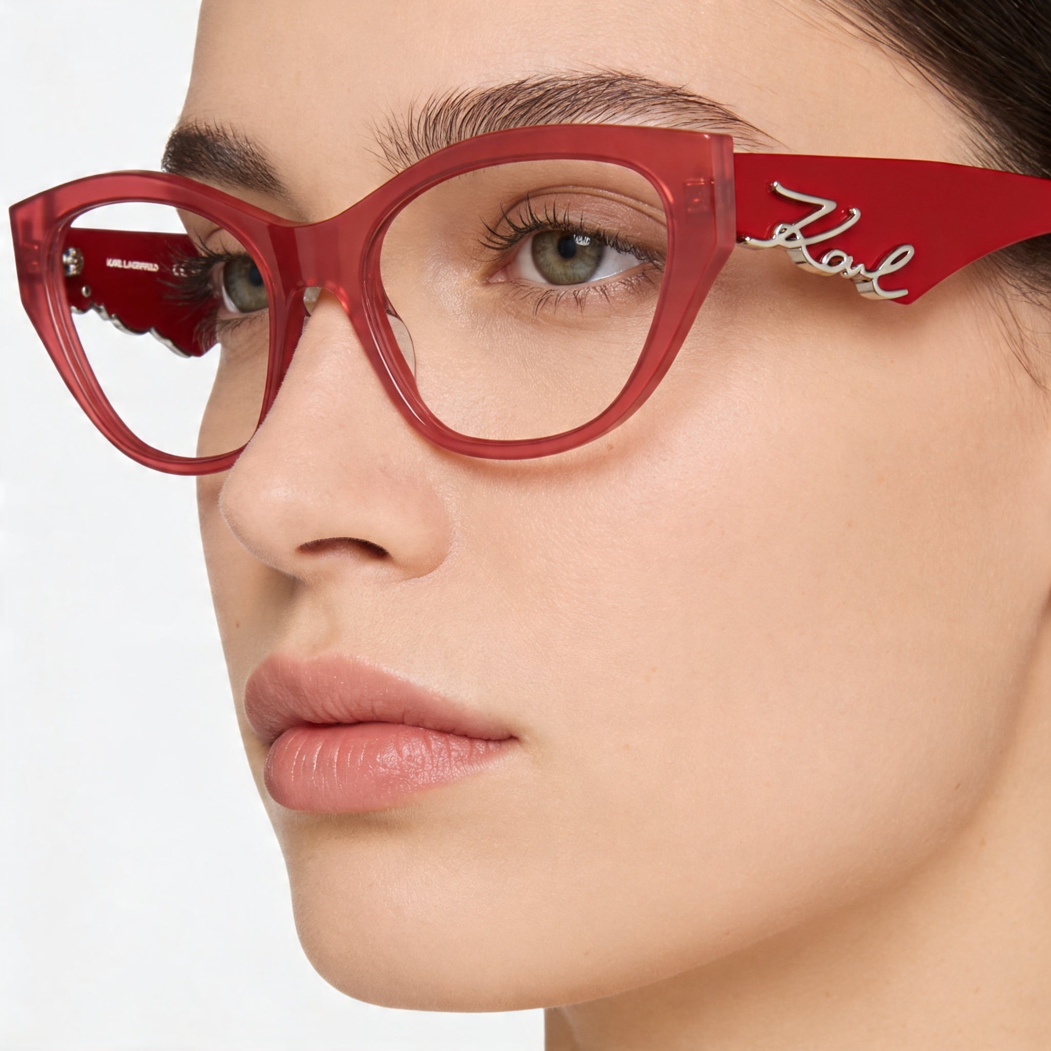Gafas de acetato casuales Karl Lagerfeld color coral para mujer, 54 mm de ancho de lente, 18 mm de ancho de puente, 140 mm de longitud de patilla, Photo 5
