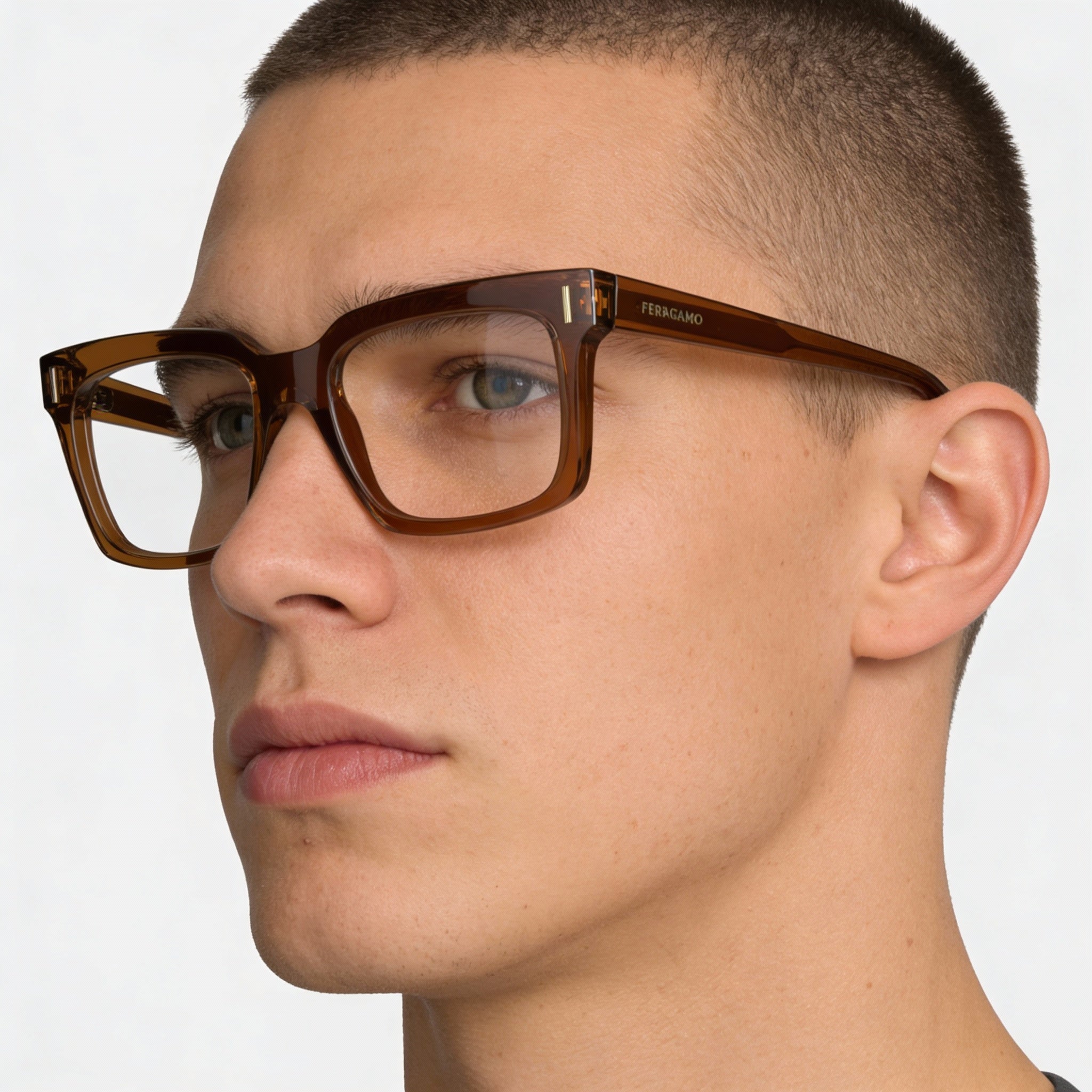 Gafas de sol Salvatore Ferragamo SF2993 para hombre, de acetato, color marrón transparente, 53 mm, Photo 5