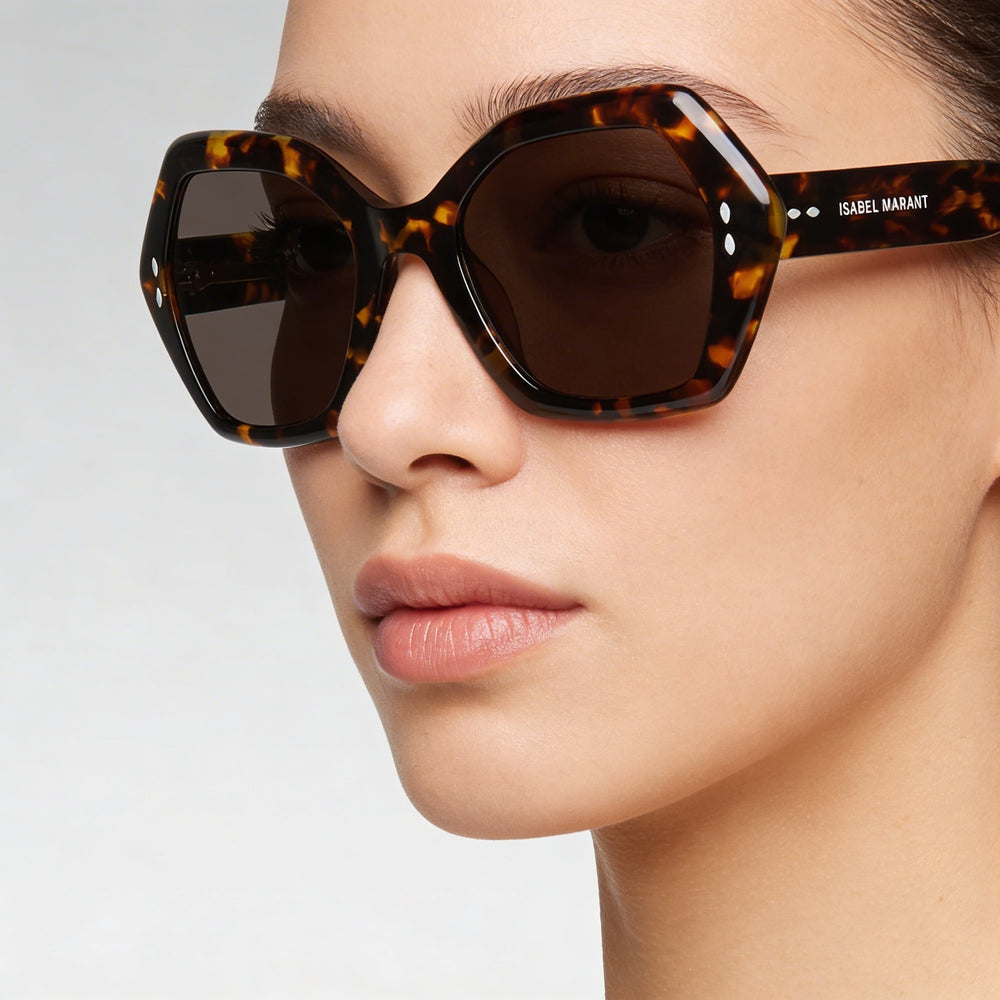 Isabel Marant Casual Im 0107/g/s Gafas de Sol Geométricas Octogonales de Acetato Habana para Mujer con Lentes Marrones no Polarizadas y Protección UV 53
