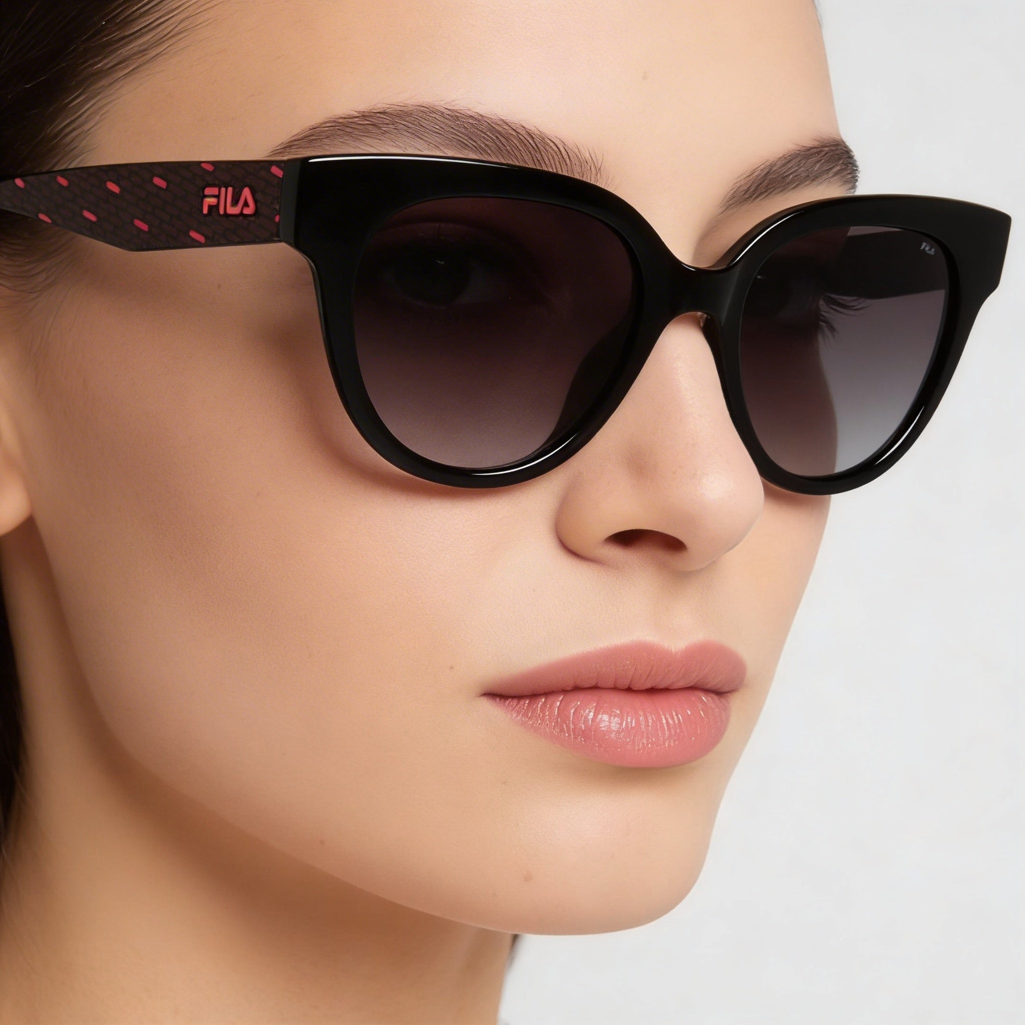 FILA Casual Women's Injected UV Protected Sunglasses, Shiny Black Frame, Smoke Gradient Lenses, 51mm, Photo 3
