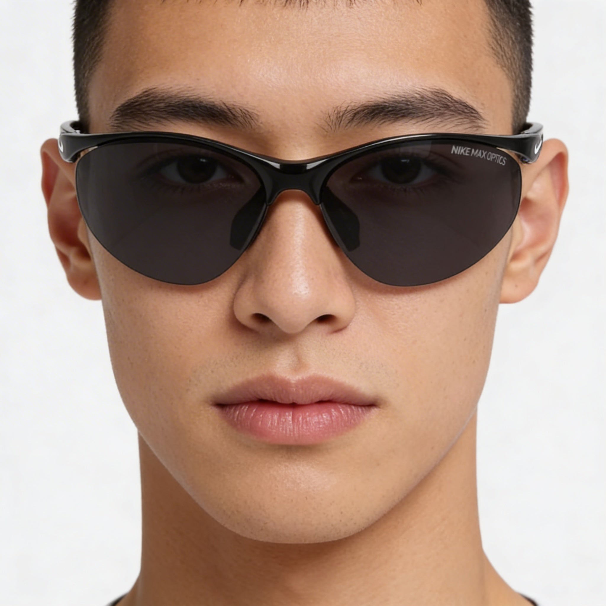 Nike NIKE AERIAL DZ7352 Unisex Wrap Black Dark Grey Alloy Steel Non-Polarized UV Protection Sunglasses 69mm, Photo 5