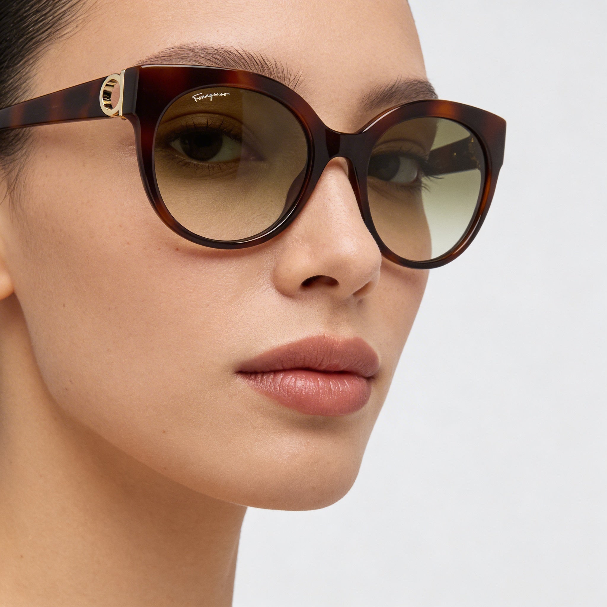 Montura óptica redonda de plástico color carey Ferragamo Gancini-sf1031sl para mujer 53 mm con lentes de plástico verdes con protección UV, Photo 5