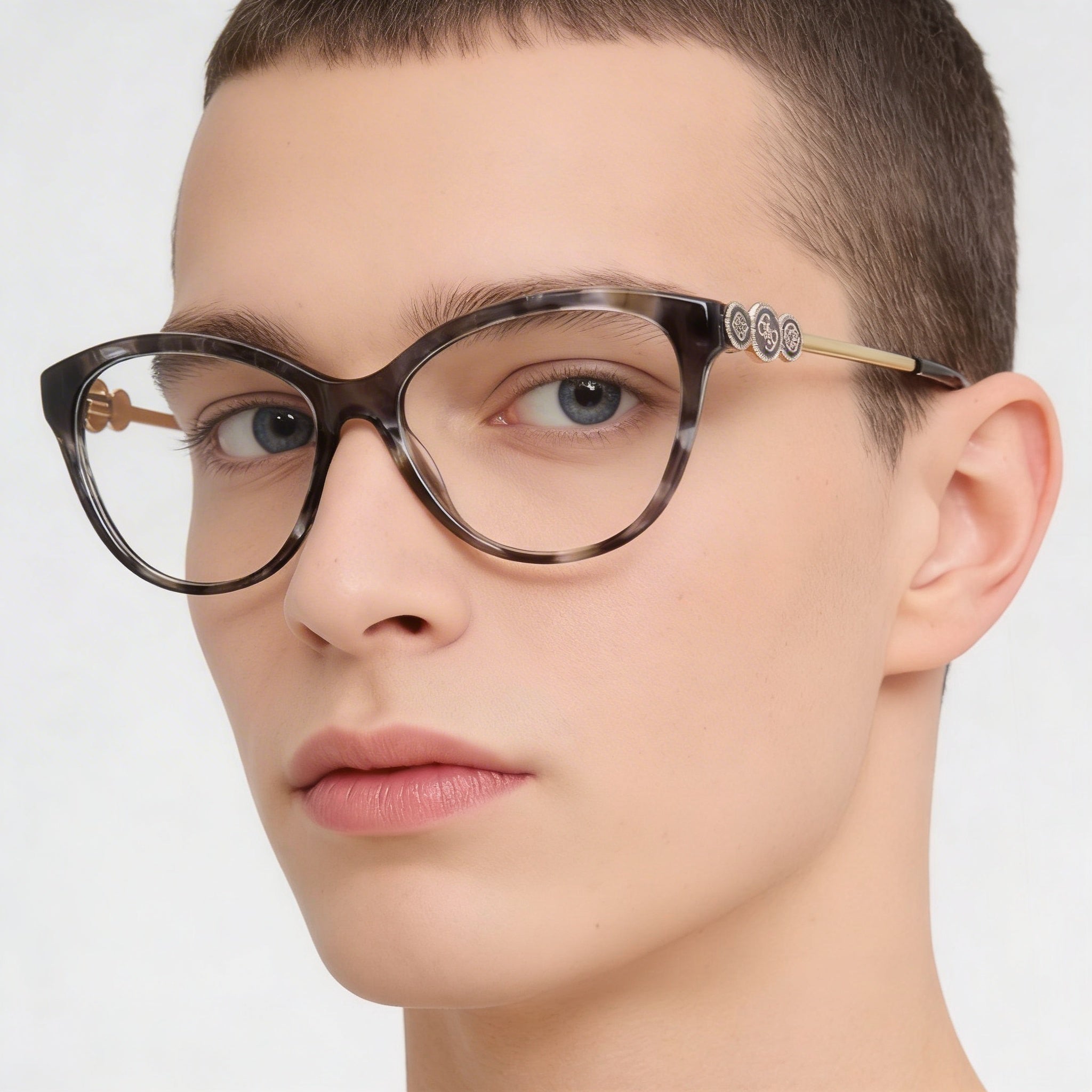 Guess Classic Modern Unisex Eyeglasses with Plastic Frame in Grey Havana, Polycarbonate Lenses, 53-16-140mm Size, Photo 5