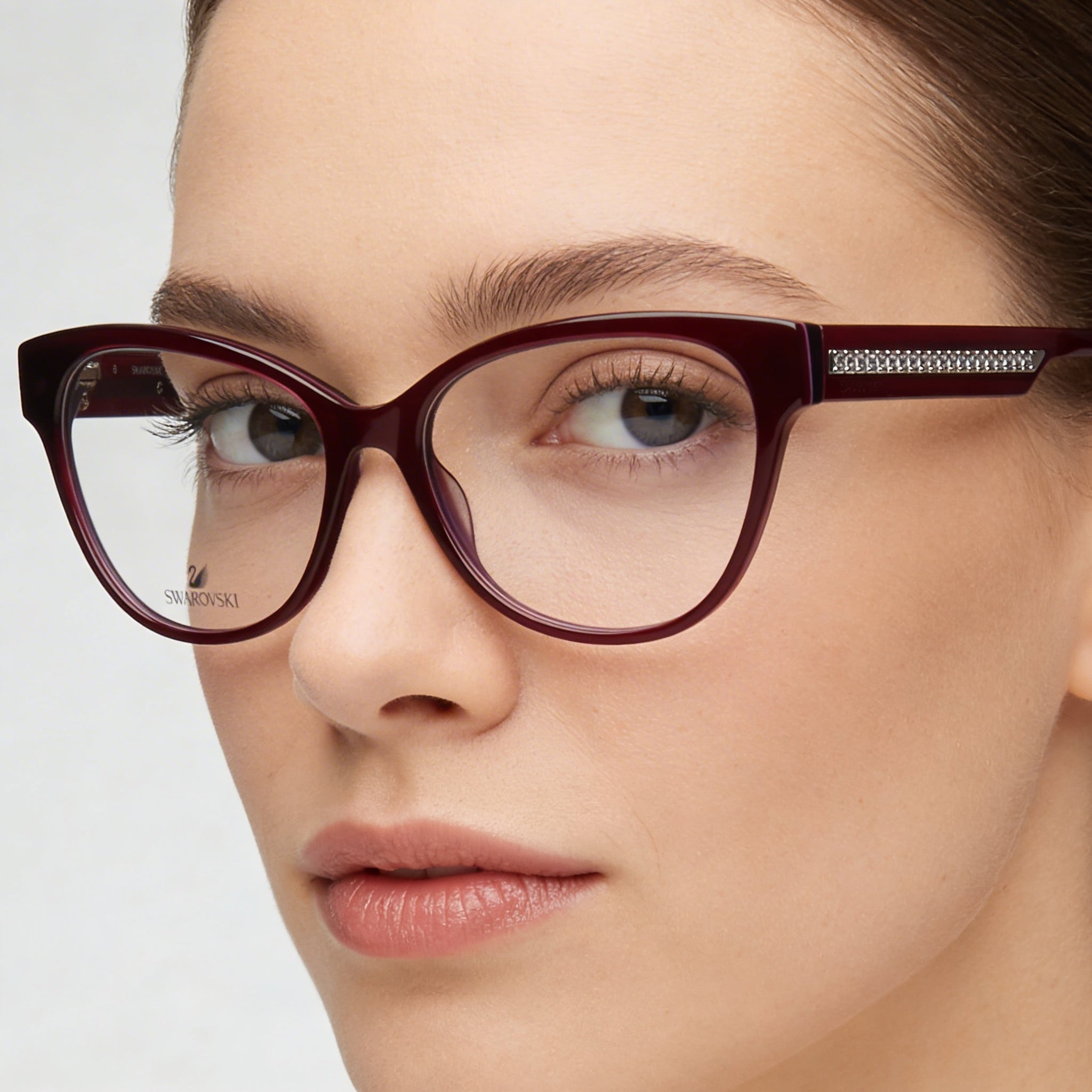 Swarovski Modern Unisex Sunglasses with Glossy Purple Frame and Polycarbonate Lenses, Size 55mm, Photo 5