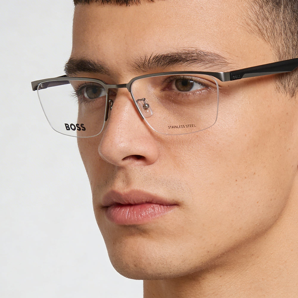 Gafas de Sol Hugo Boss Modern Boss 1543/f para Hombre, Marco de Aleación de Acero de Rutenio Mate, Lentes de Policarbonato de 57mm