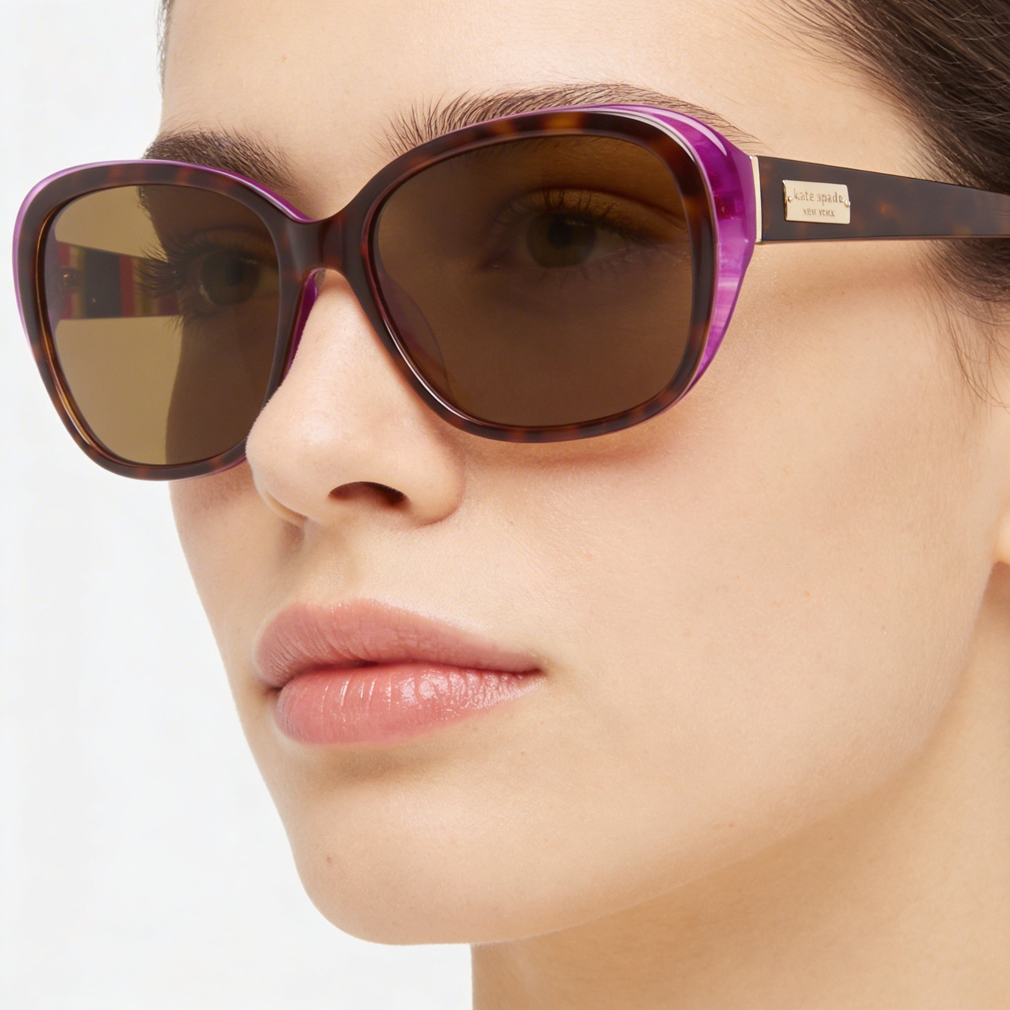 Kate Spade New York Hilde Unisex Tortoise Purple Plastic Polarized UV Protection Prescription-Ready Sunglasses 54mm, Photo 3