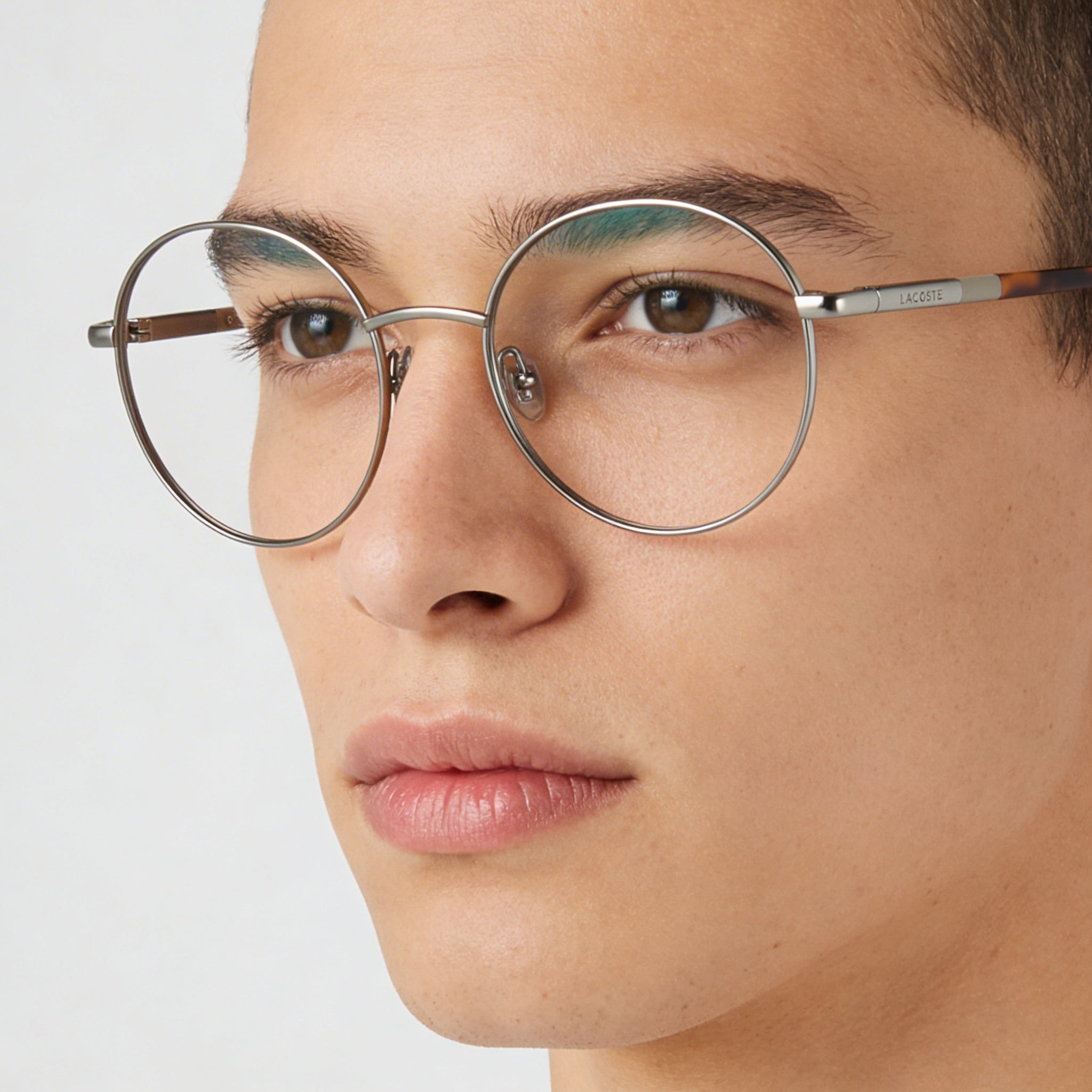Gafas Lacoste L2310 Casual Unisex con montura ovalada de metal y lentes de policarbonato, gris plomo mate, 53 mm, Photo 5