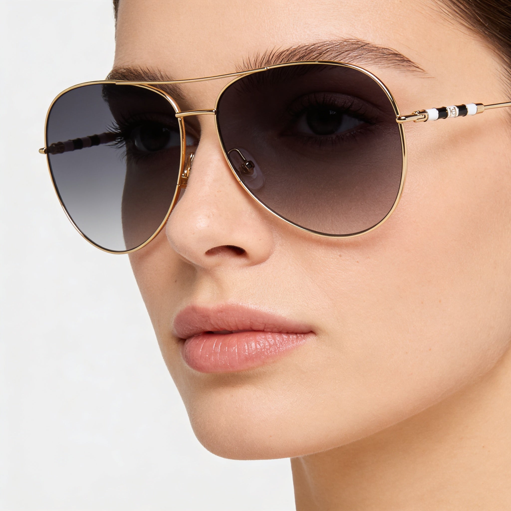 Gafas de sol Carolina Herrera Ch 0034/S para mujer, de acero inoxidable con lentes doradas y sombreado gris, 100 % protección UV, 64 mm, Photo 3
