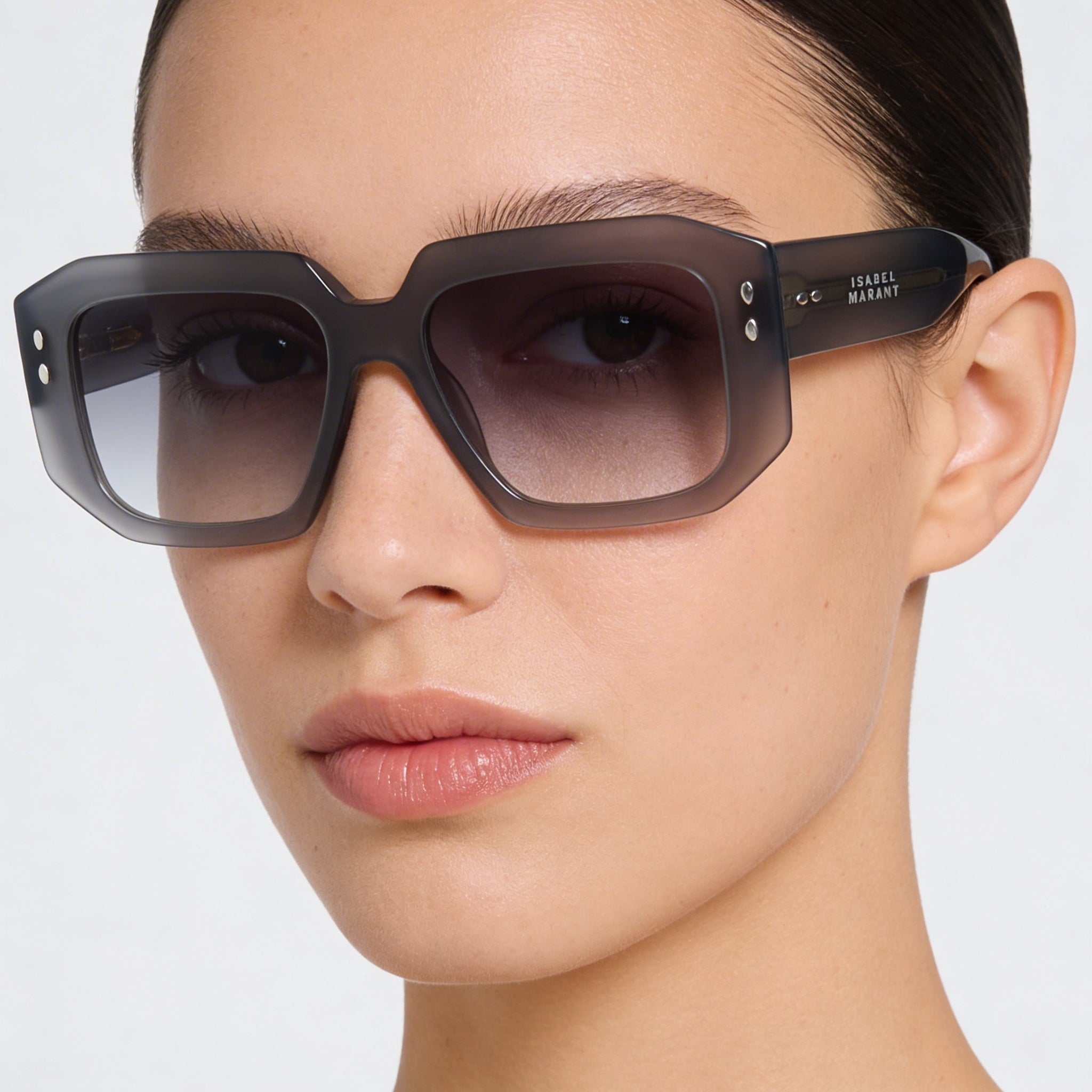Gafas de sol rectangulares de acetato Isabel Marant de mujer de moda color gris con protección UV 53mm, Photo 4