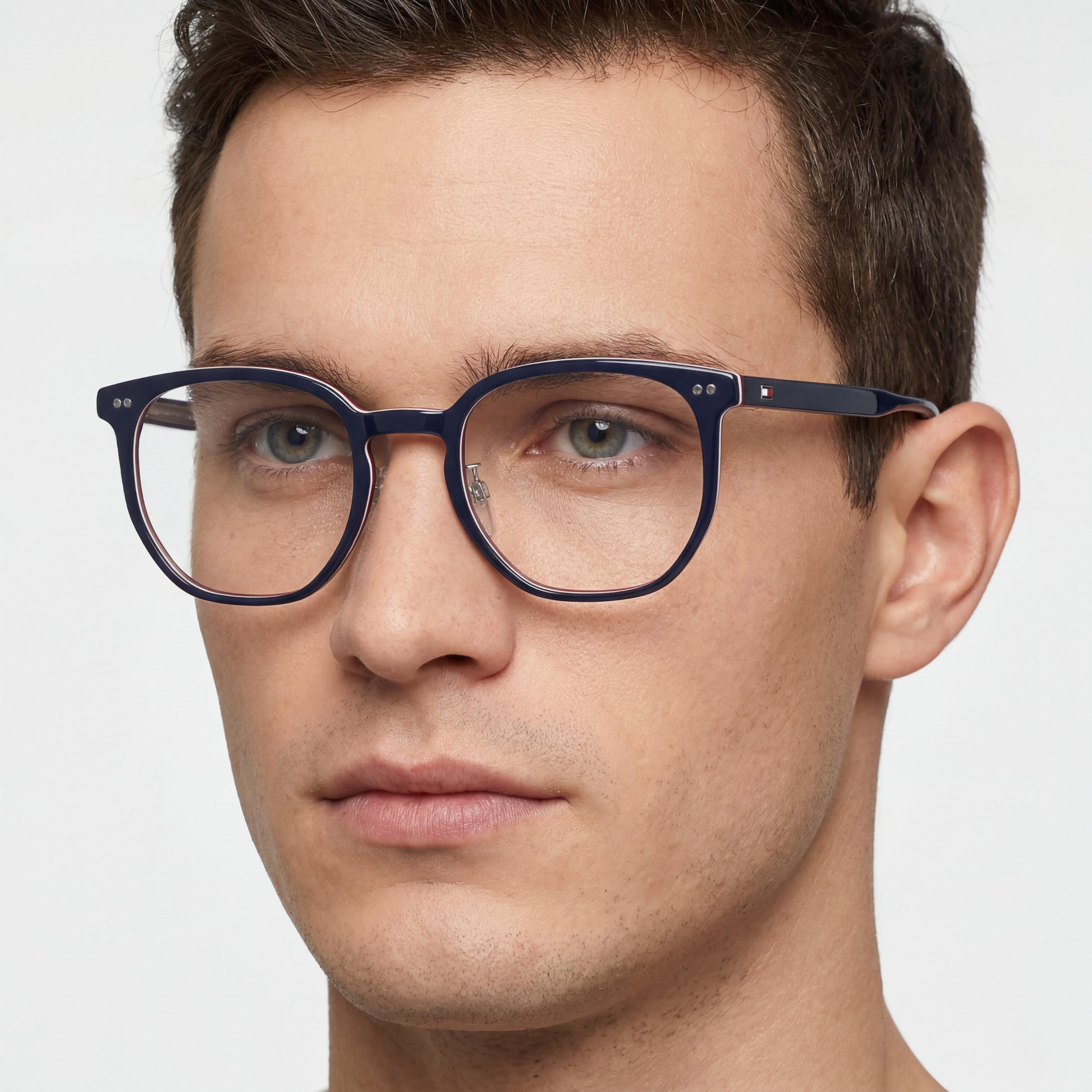 Tommy Hilfiger Men's Casual Optical Eyeglasses Frame, Multicolour Acetate Material, 53mm Lens, Photo 4