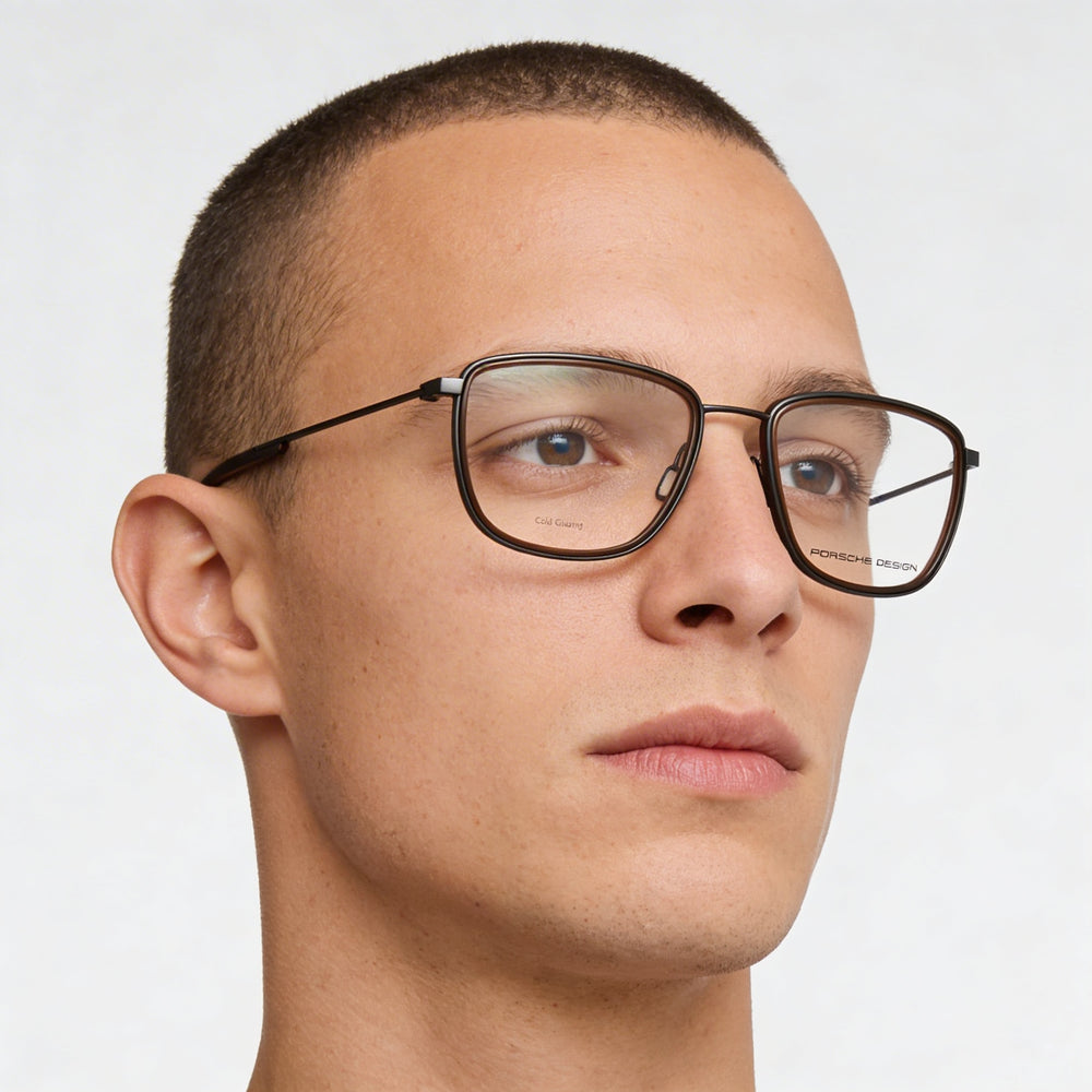 Porsche Modern Men's Grey Brown Acetate Frame Polycarbonate Lens UV Protection Sunglasses 53mm Lens Width