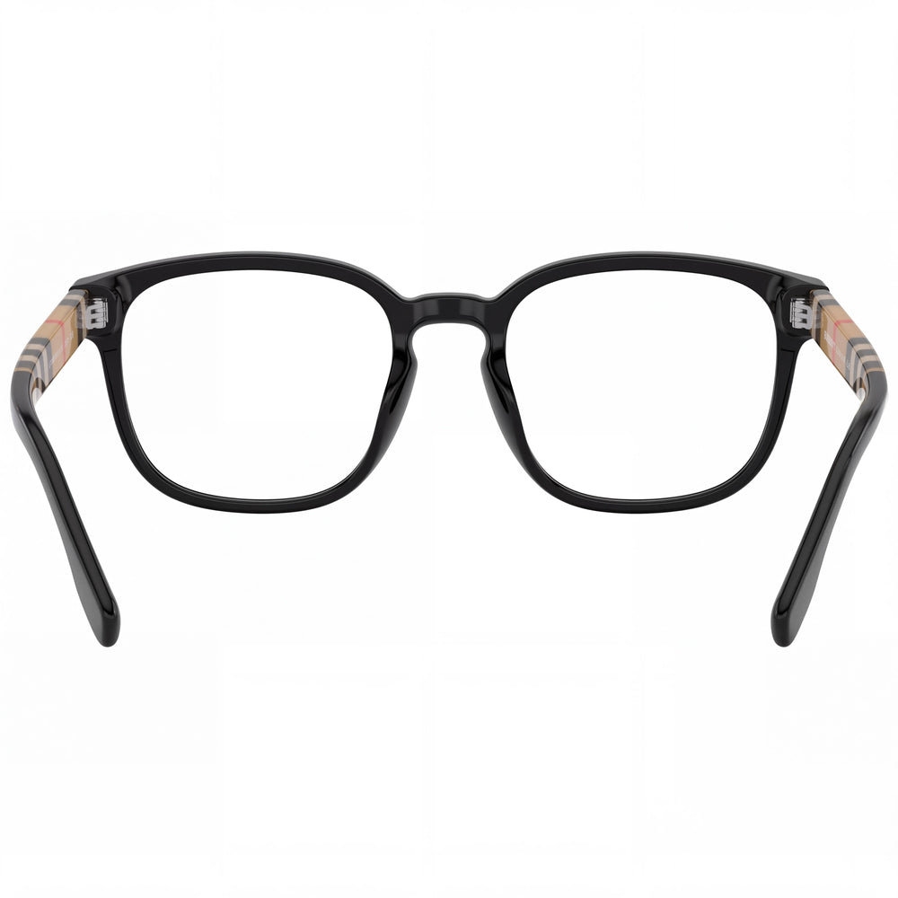 BURBERRY Edison Men's Black Plaid Plastic Prescription-Ready Eyeglasses 53-20-145mm