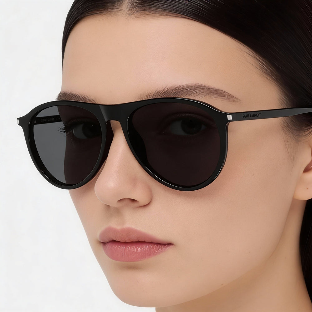 Gafas de sol Aviators de acetato negro para mujer de Yves Saint Laurent, talla 56
