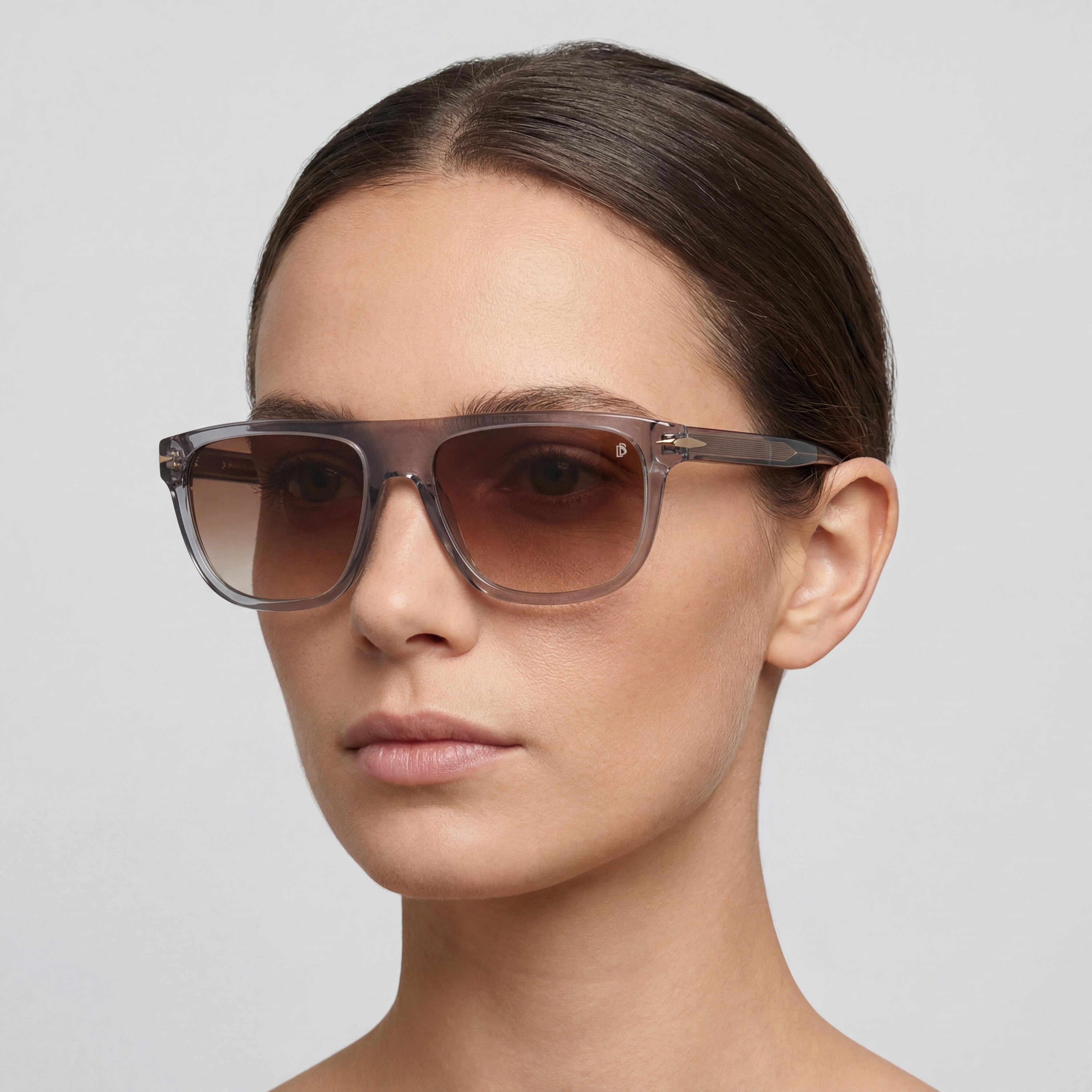 David Beckham Db 7111/S Women's Grey Acetate Square Brown Shaded Non-Polarized UV 400 Sunglasses 56mm, Photo 4