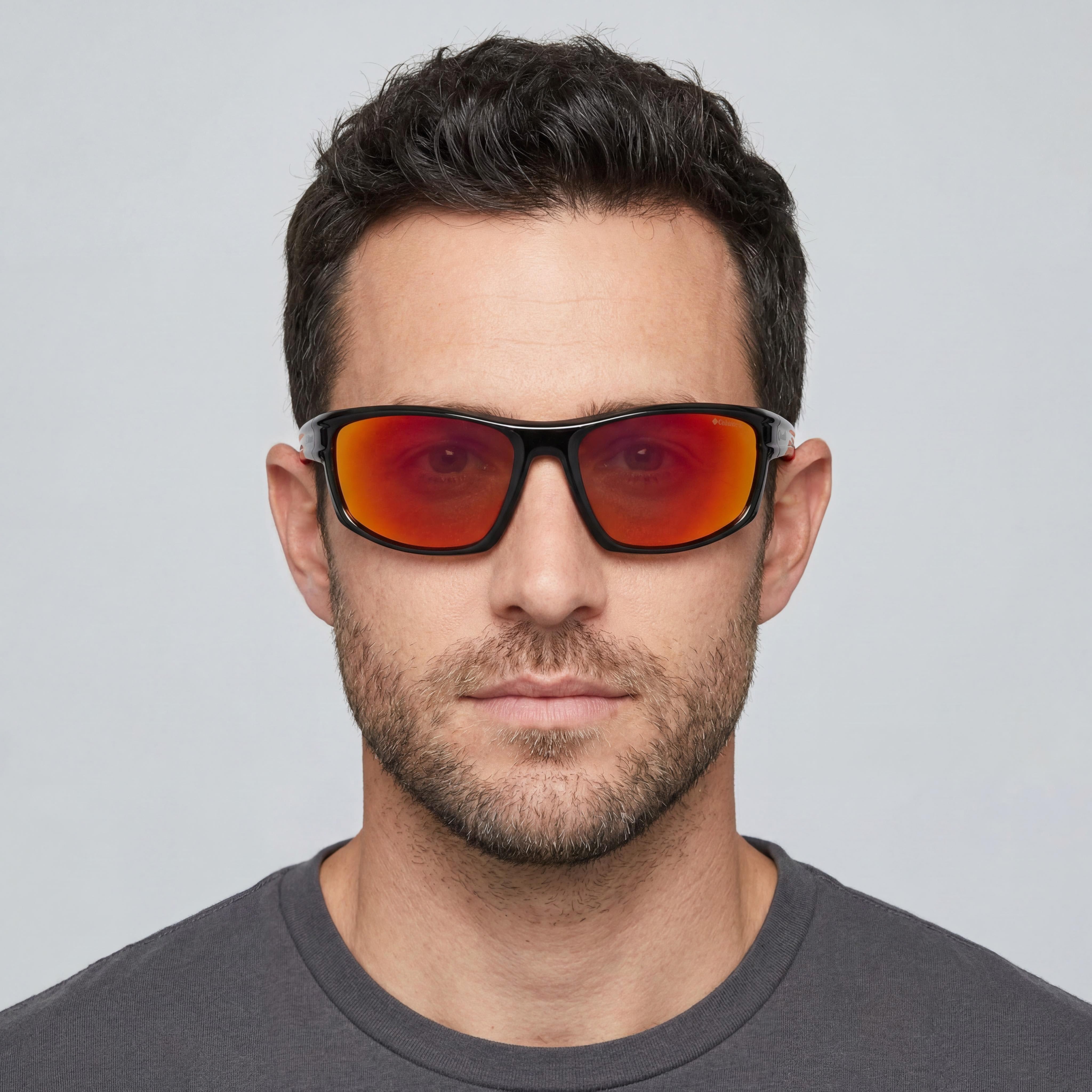 Columbia C533sp Mountainshyre Men’s Shiny Black Red Mirror Plastic Sunglasses 100% UV Protection 63-19-135, Photo 4
