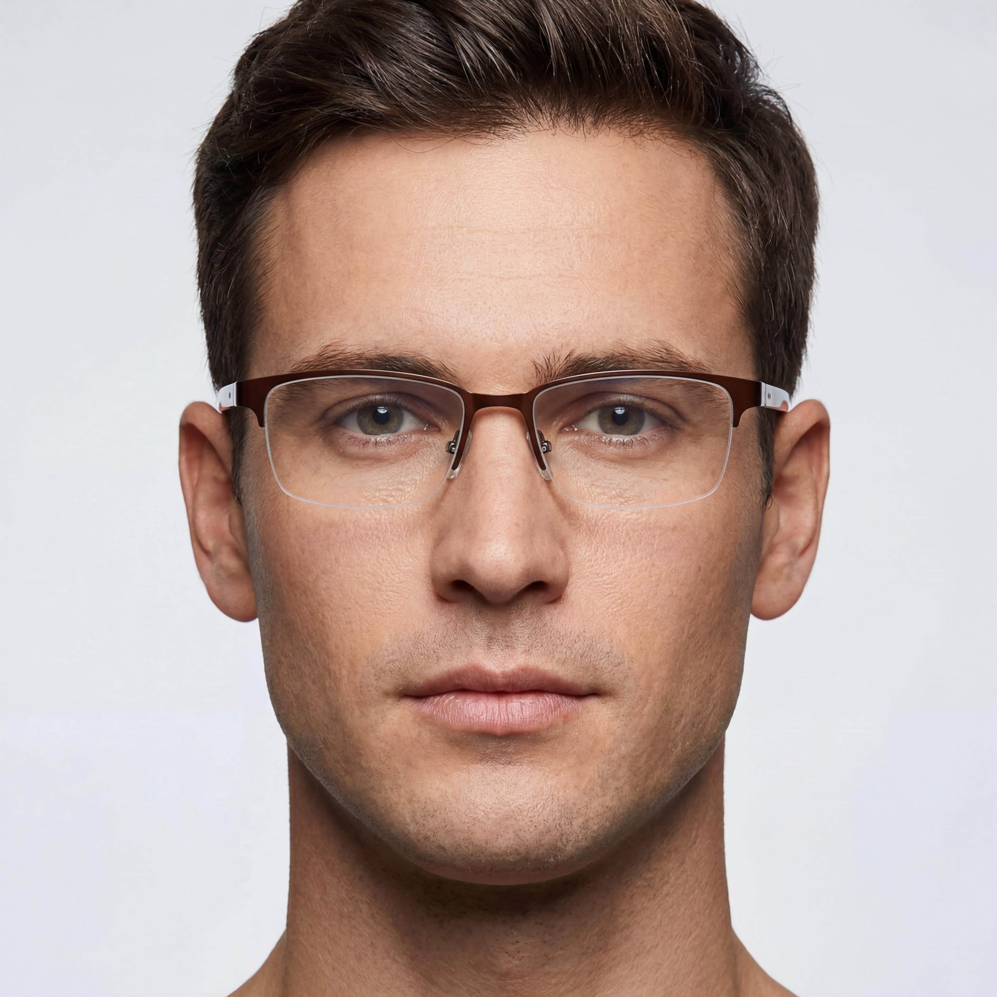 Chesterfield Classic Men’s Brown Metal Eyeglasses Frames with Polycarbonate Lenses, Size 57-18-150, Photo 5