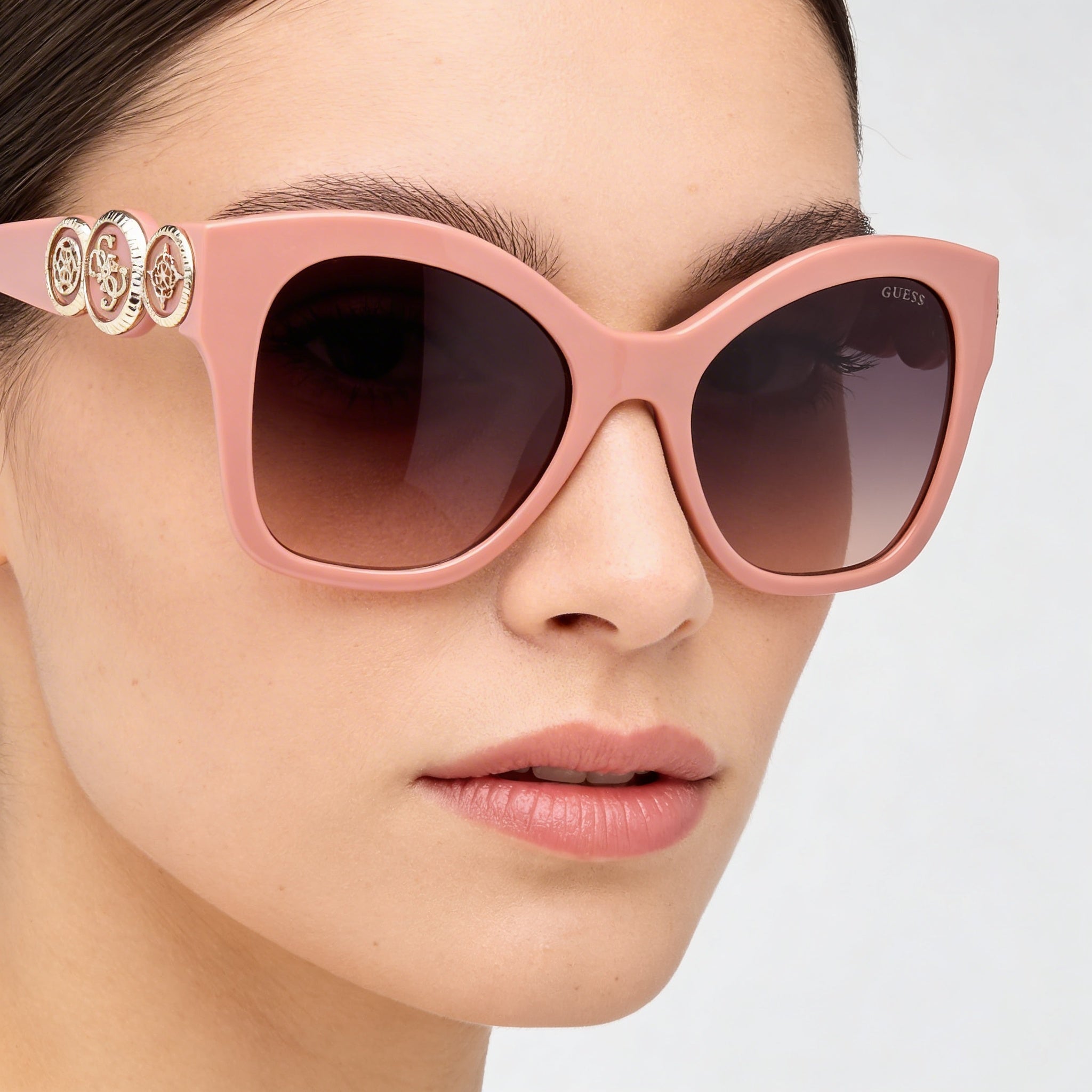 Guess Butterfly Women's Plastic Sunglasses Bright Light Pink Gradient Brown Lens UV 400 55mm, Photo 5