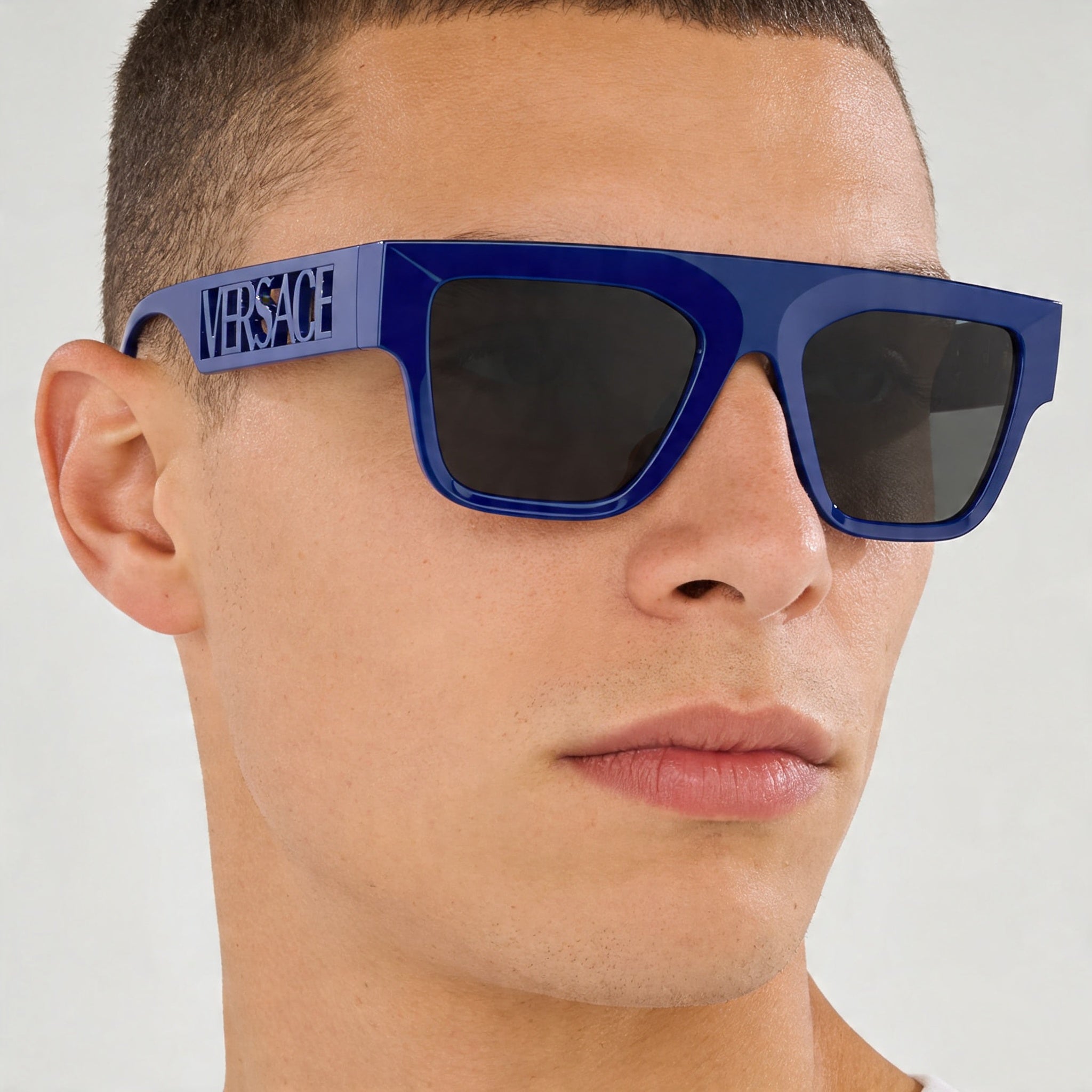 Versace Men's Contemporary Multi-Coloured Injected Rectangle Prescription-Ready UV Protection Sunglasses 53mm, Photo 4