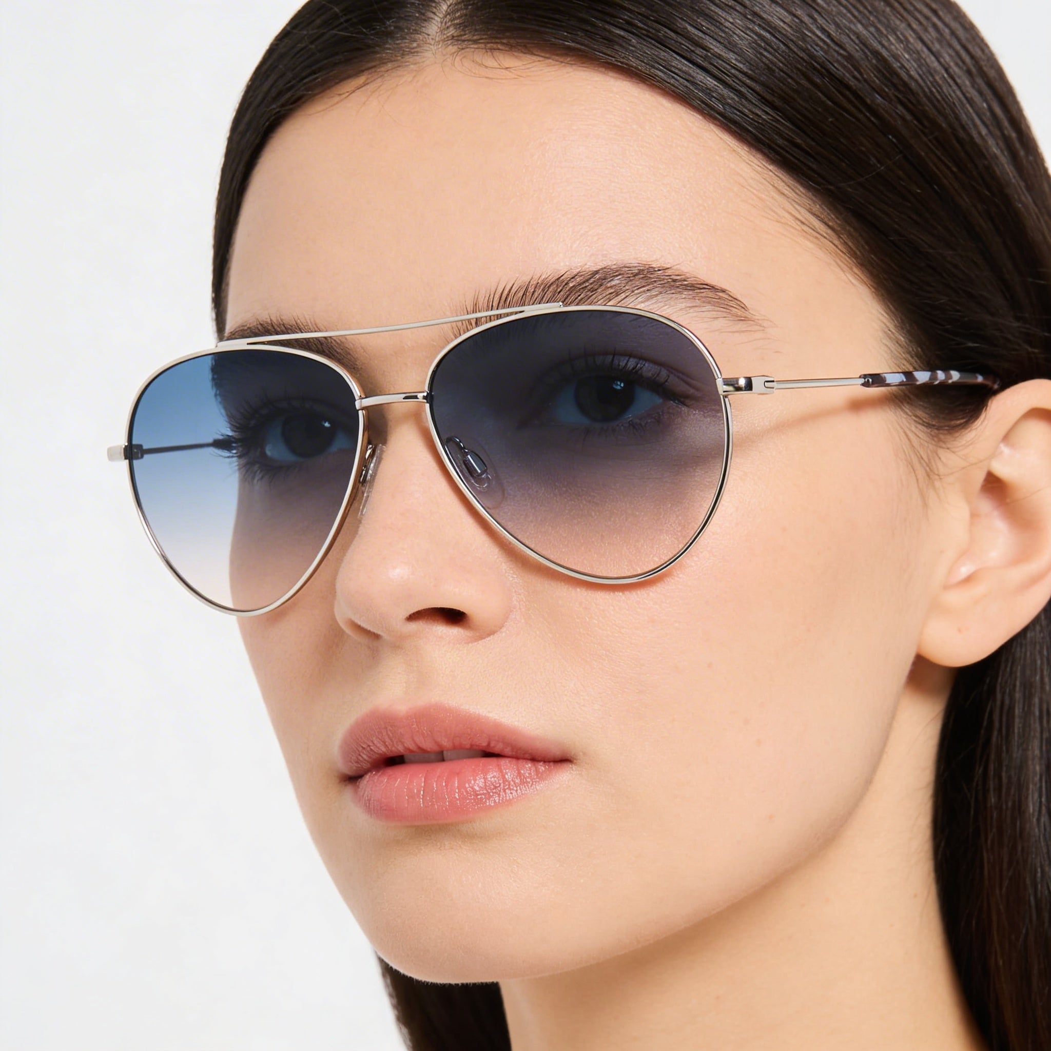 Rag & Bone Modern Women's Metal Aviator Palladium Stainless Steel BLUE DOUBLESHADE PEACH Non-Polarized Sunglasses 58mm, Photo 4