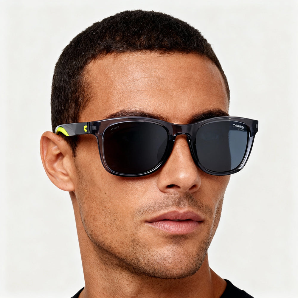 Gafas de sol clásicas Carrera 8054/S para hombre, montura de poliamida, lentes de policarbonato plateadas con efecto espejo UV, no polarizadas, 52 mm