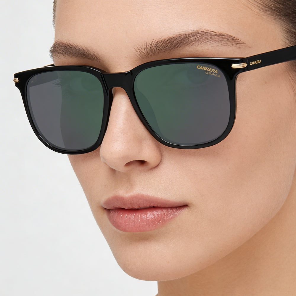 Carrera Modern Women’s Black Lightweight Polyamide Frame Green Grey UV 400 Sunglasses 54-18-145mm
