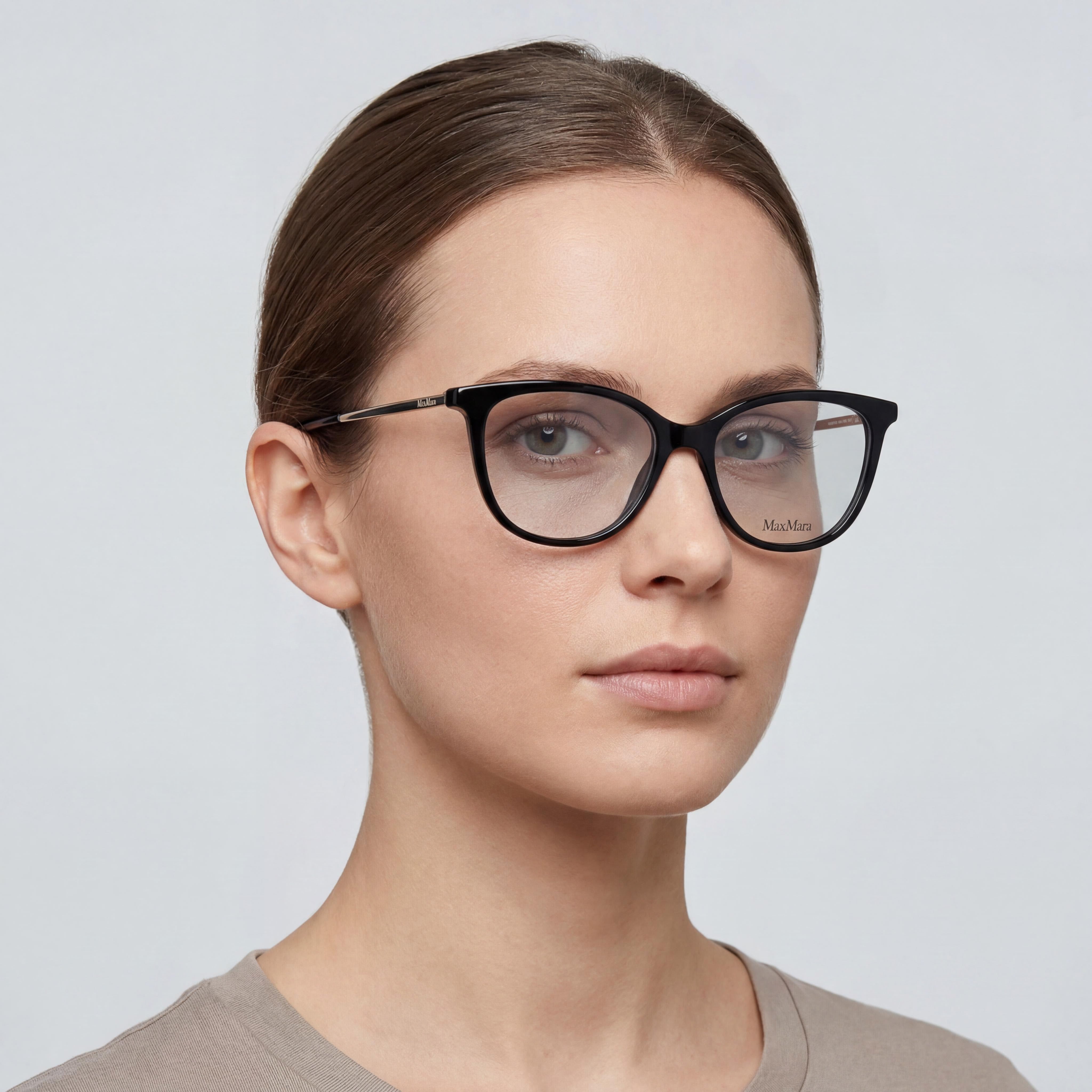 Monturas de gafas MaxMara Full circle para mujer de plástico pantografiado negro de montura completa con lentes transparentes 52mm, Photo 4