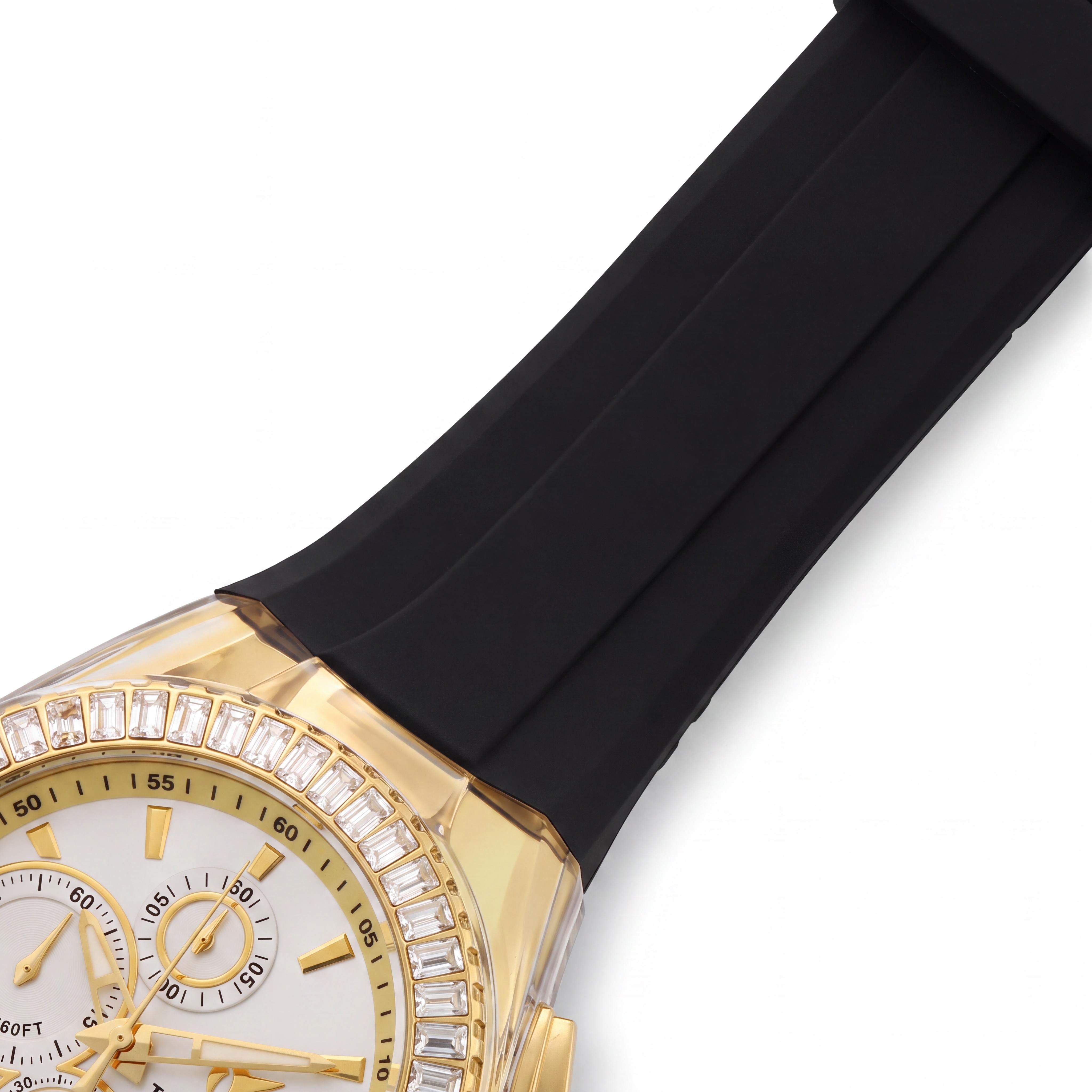 Reloj de cronógrafo moderno Technomarine para hombre, caja en tono dorado, correa de silicona negra, 200 m de resistencia al agua, 45 mm, Photo 3