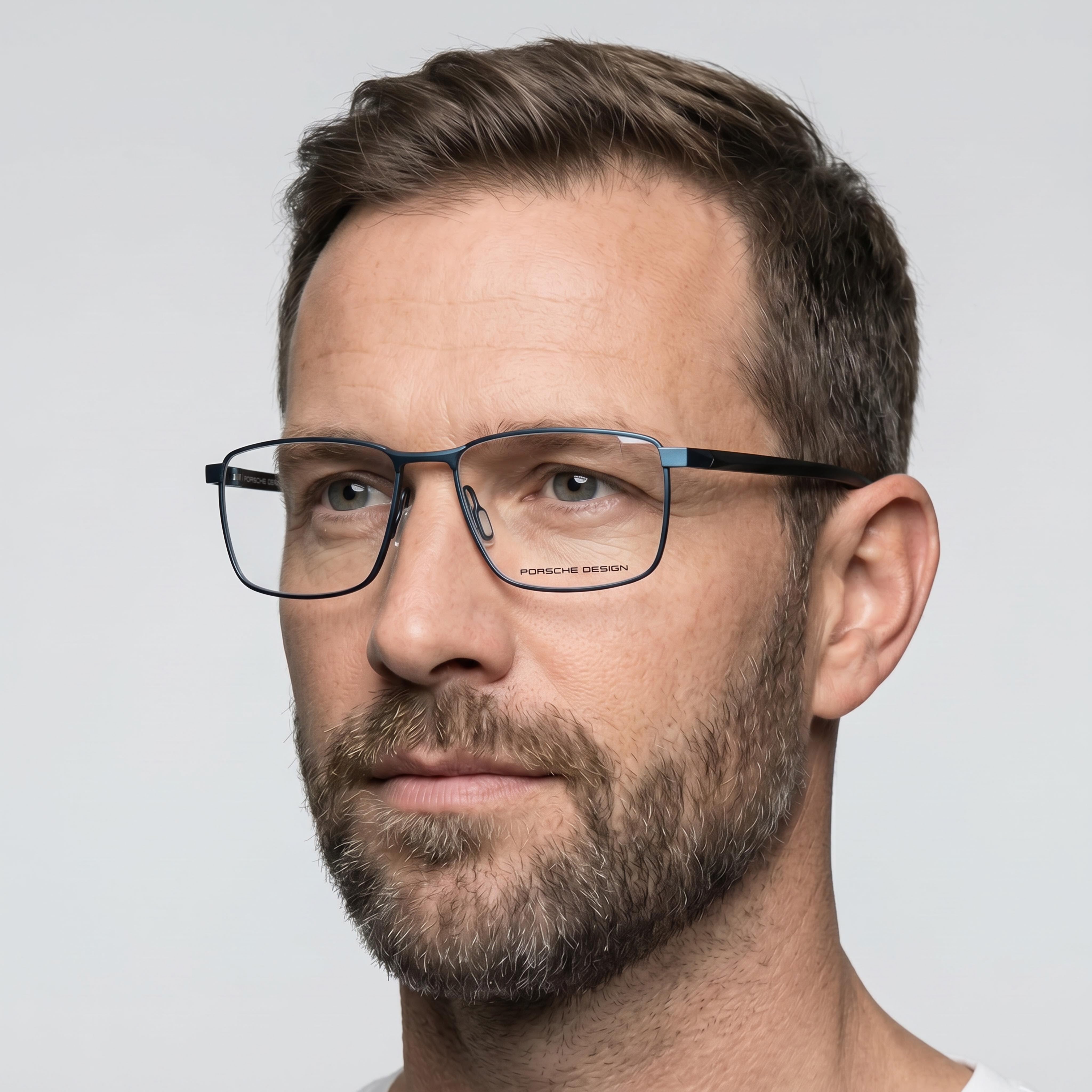 Porsche Design Modern Men’s Blue Acetate Full Rim Rectangle Eyeglasses with Transparent Polycarbonate Lenses 55-16-140mm, Photo 4