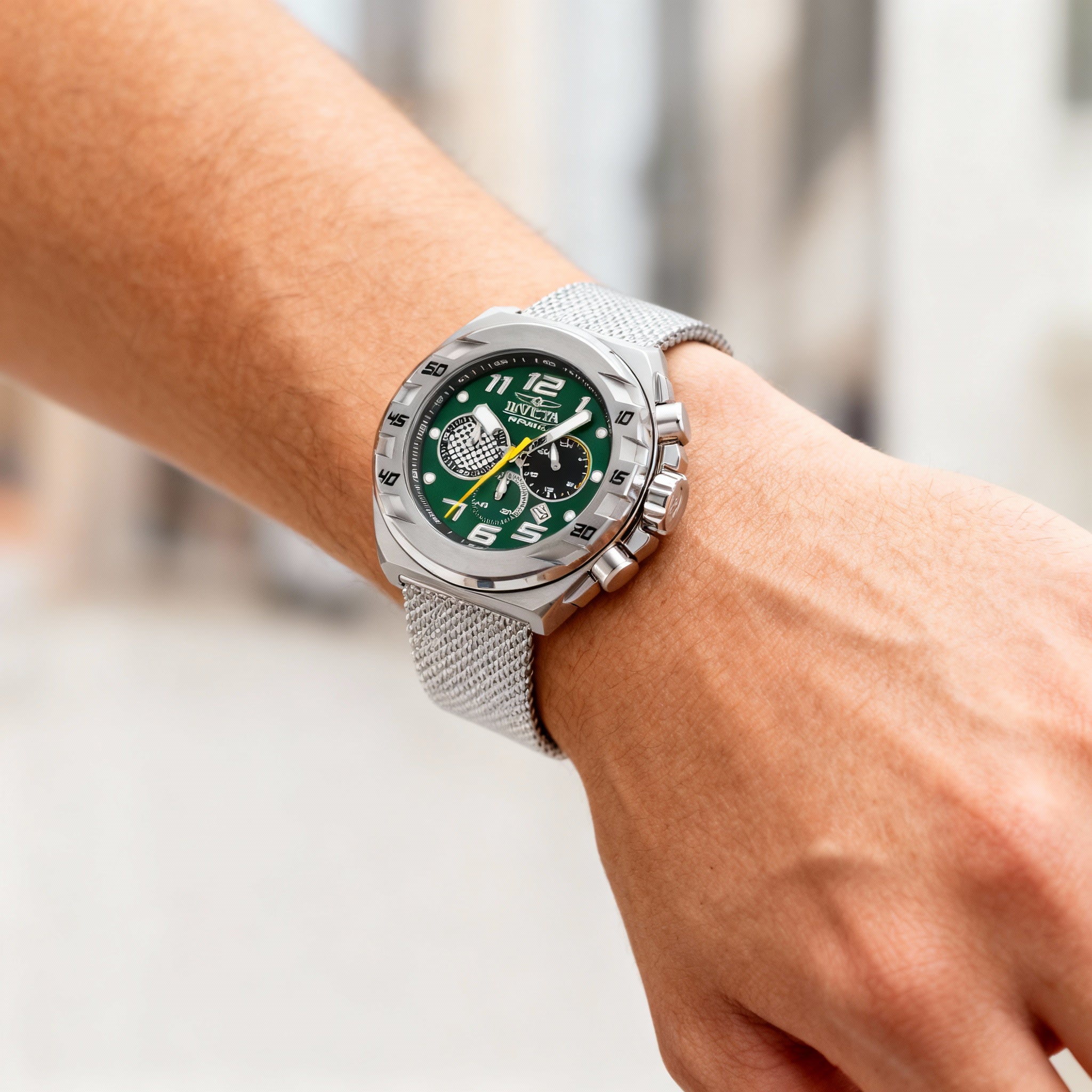 Reloj de cuarzo Invicta Racing 47200 para hombre, caja de acero inoxidable de 48 mm, esfera verde, correa de pulsera., Photo 3