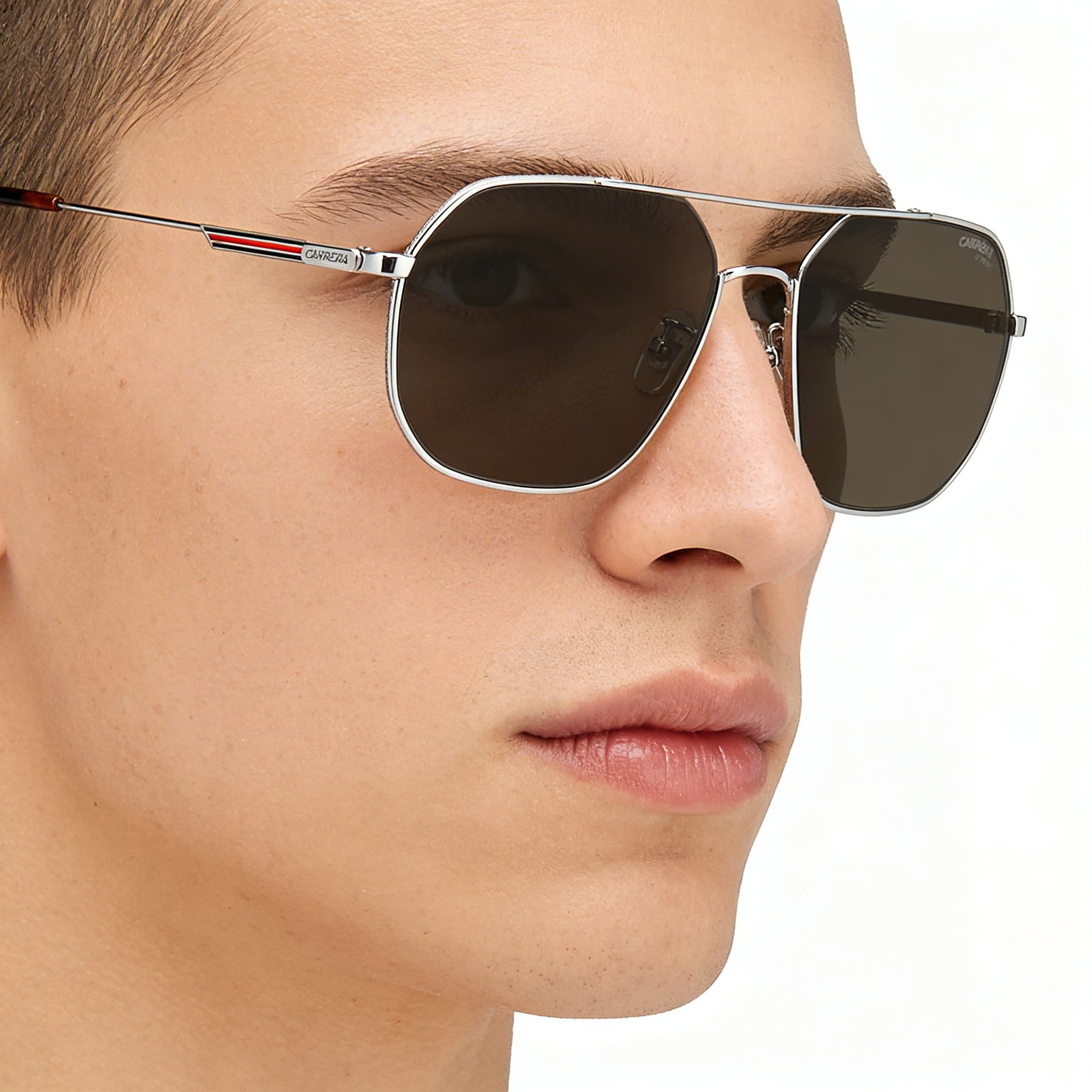 Carrera 1035 Unisex Stainless Steel Palladium Silver Frame Dark Brown Lens UV Protection Sunglasses 58mm, Photo 5
