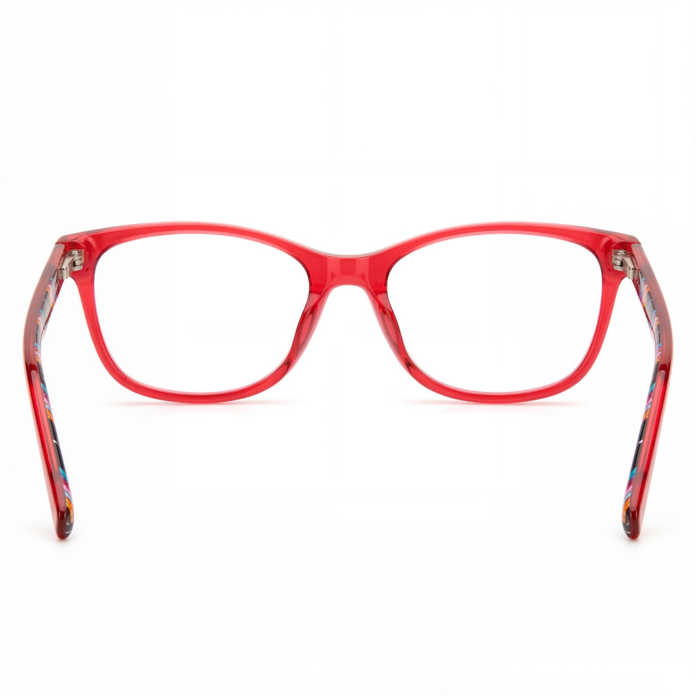 Missoni Eyewear Women's Rectangular Full-Rim Optical Glasses in Cherry Acetate, 52mm Lens Width