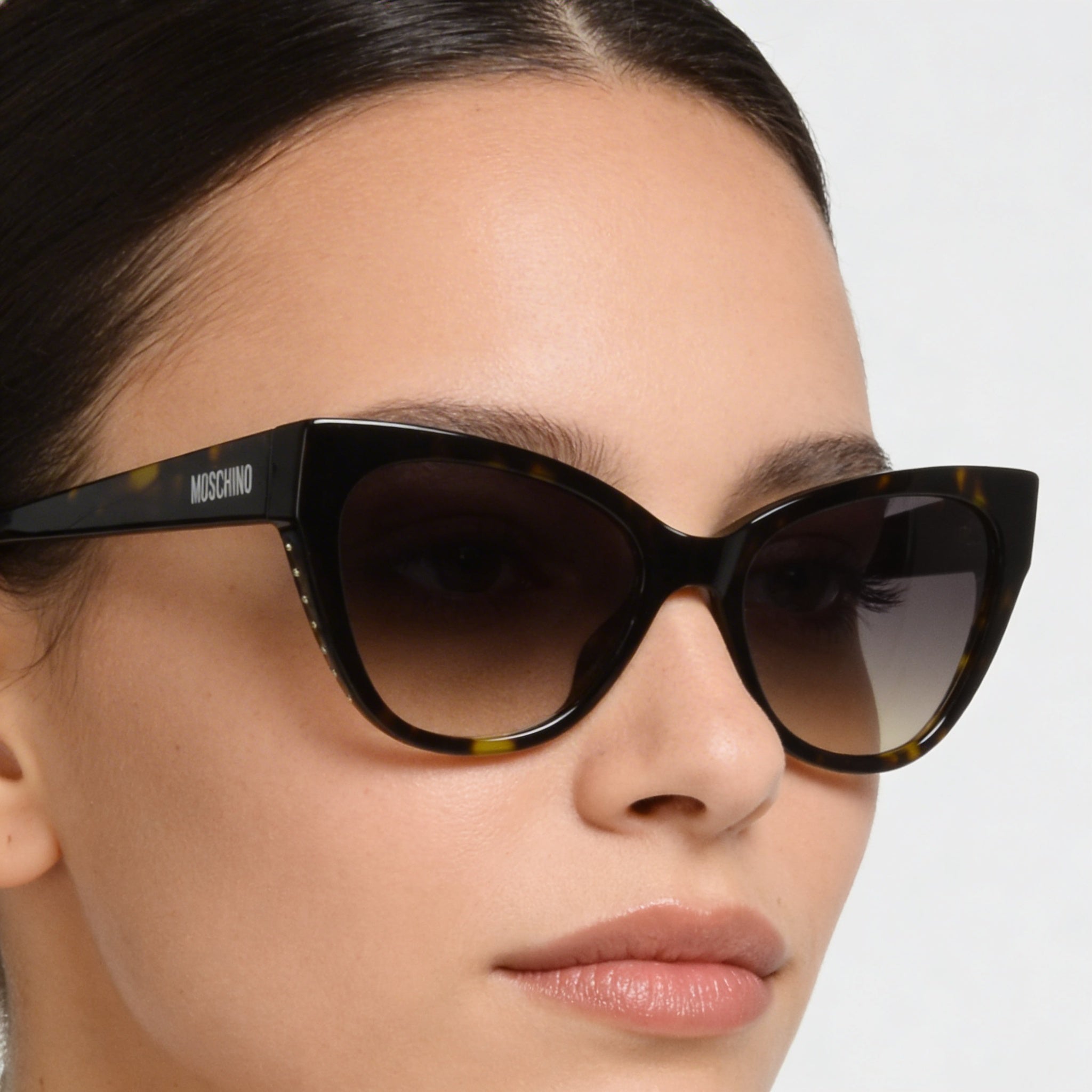 Moschino MOS056-S-086-GA Women's Havana Butterfly Acetate Sunglasses with Polycarbonate Lenses 54-19-145 UV Protection, Photo 4