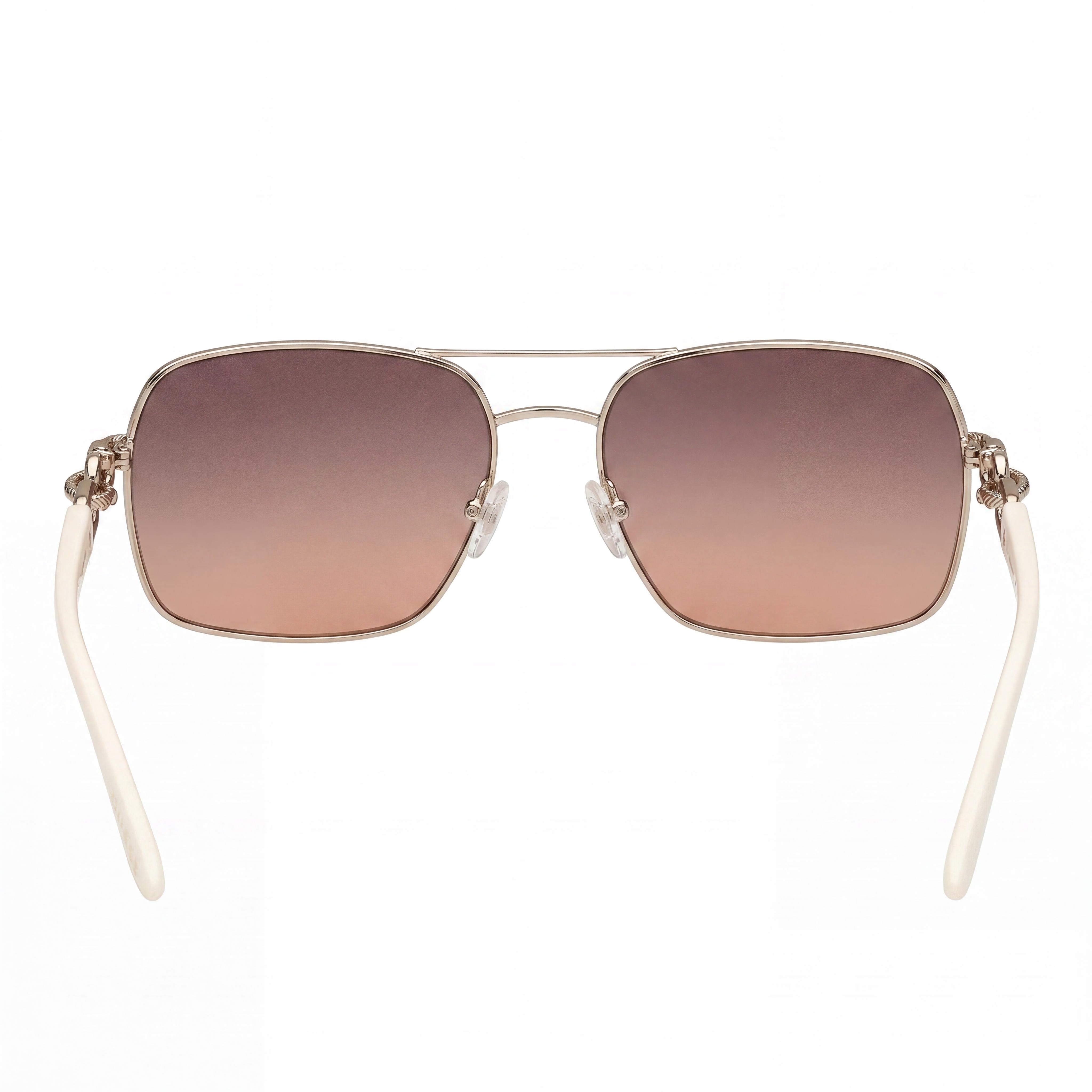 Gafas de sol metálicas cuadradas GUESS para mujer, armazón dorado pálido, lentes de humo degradado, lentes de 63 mm, protección UV, Photo 4