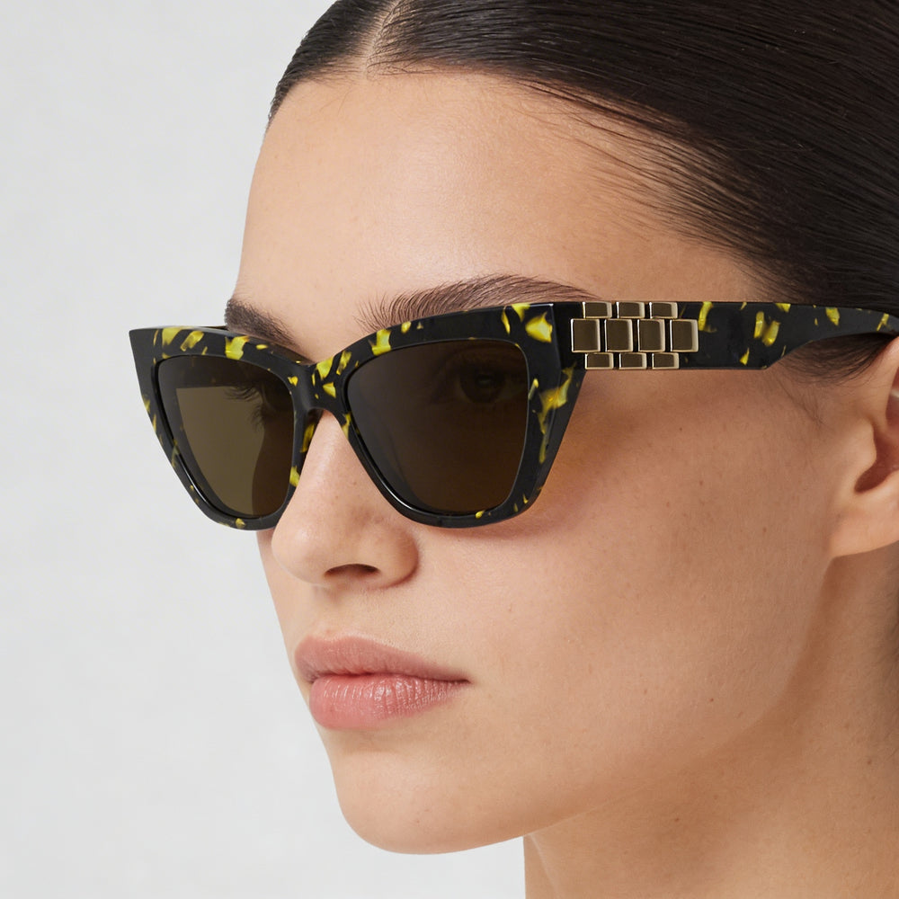 Gafas de sol Victoria Beckham Modern para mujer, color negro, amarillo y habana, de acetato y protección UV, 55 mm