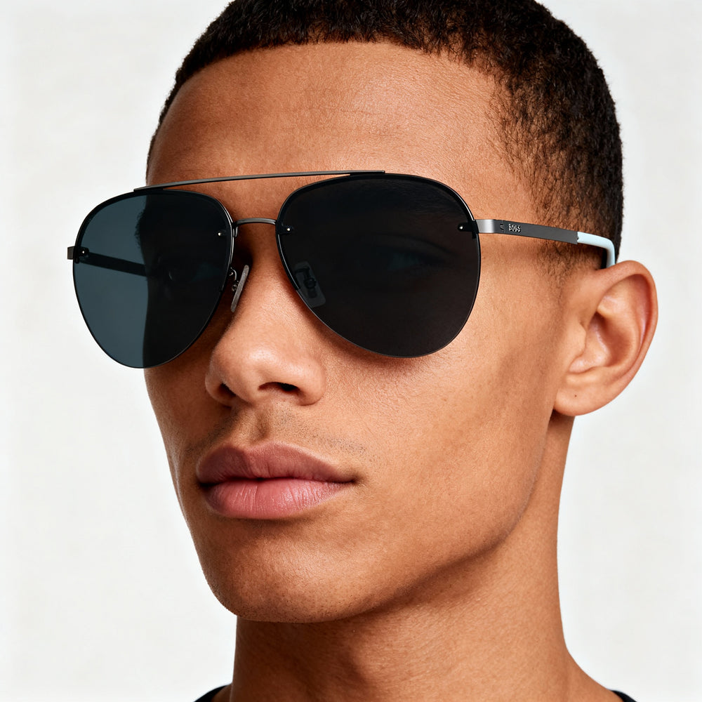 Gafas de sol unisex Hugo Boss Modern con montura metálica, color rutenio, 62-15-145 mm, lentes de policarbonato con protección UV