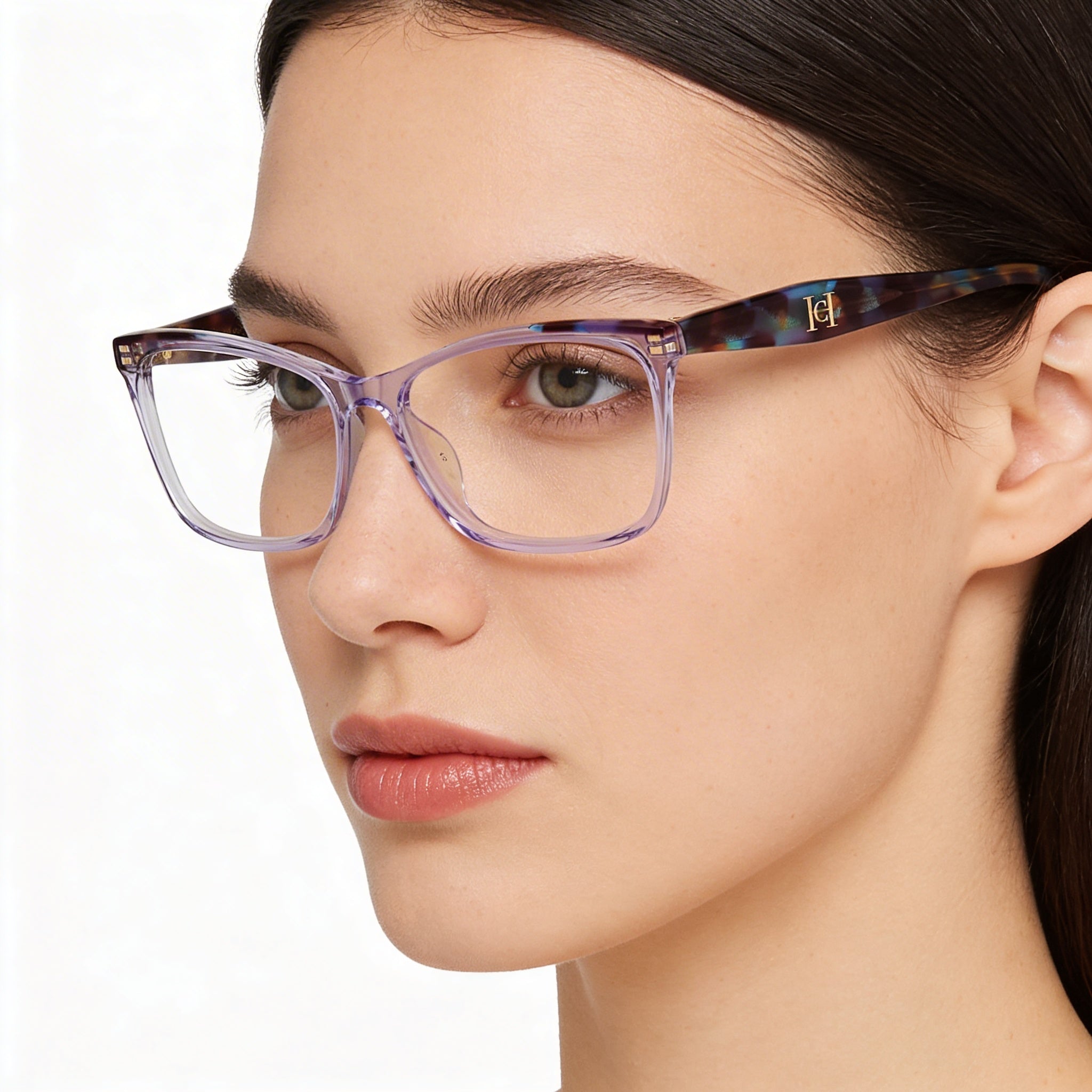 Carolina Herrera HER 0202/G Essential Women's Prescription Eyewear Rectangular Acetate Lilac Havana 56mm, Photo 5