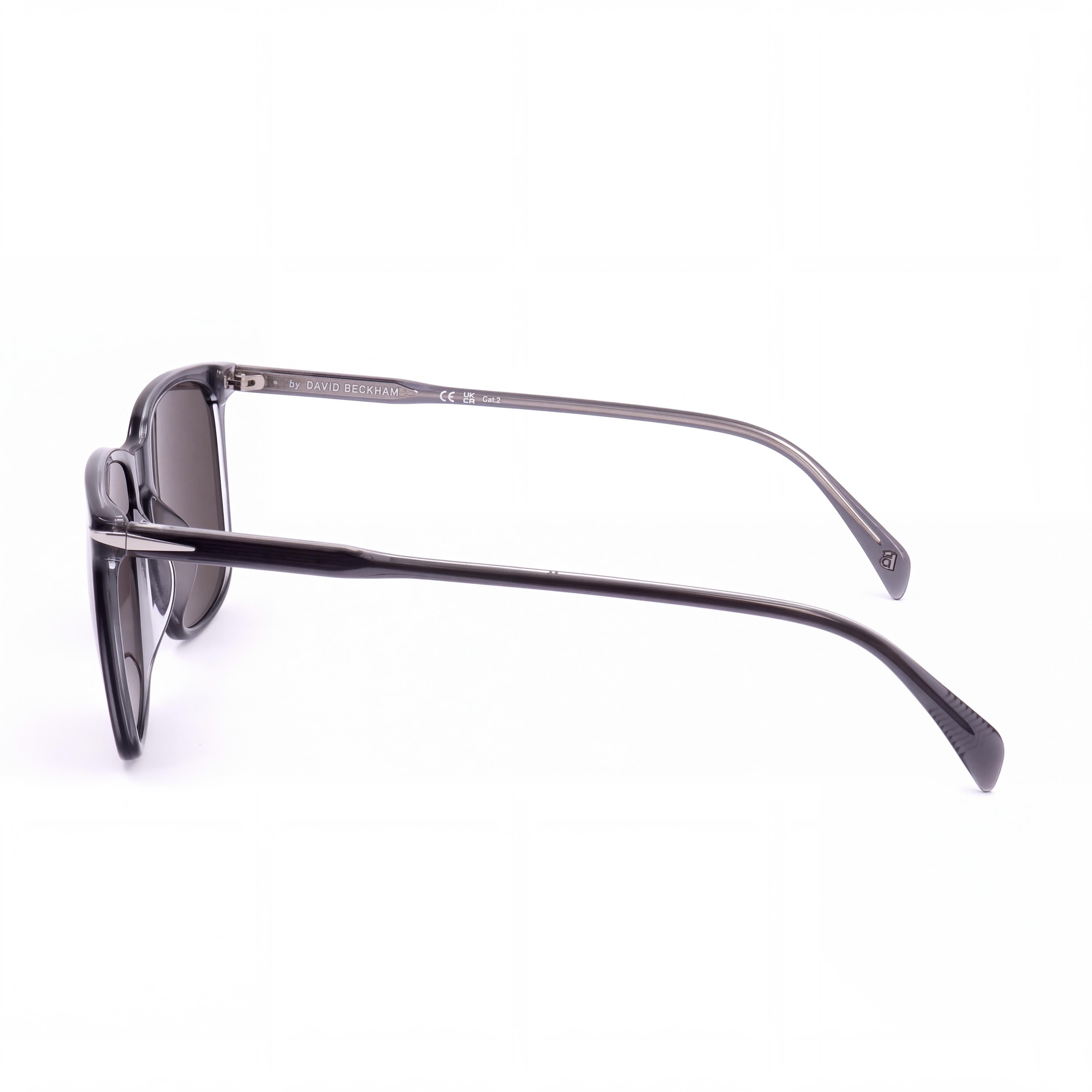 David Beckham Gafas de sol casuales para hombre con montura de acetato de cristal gris claro y lentes grises 58-16-150, Photo 2