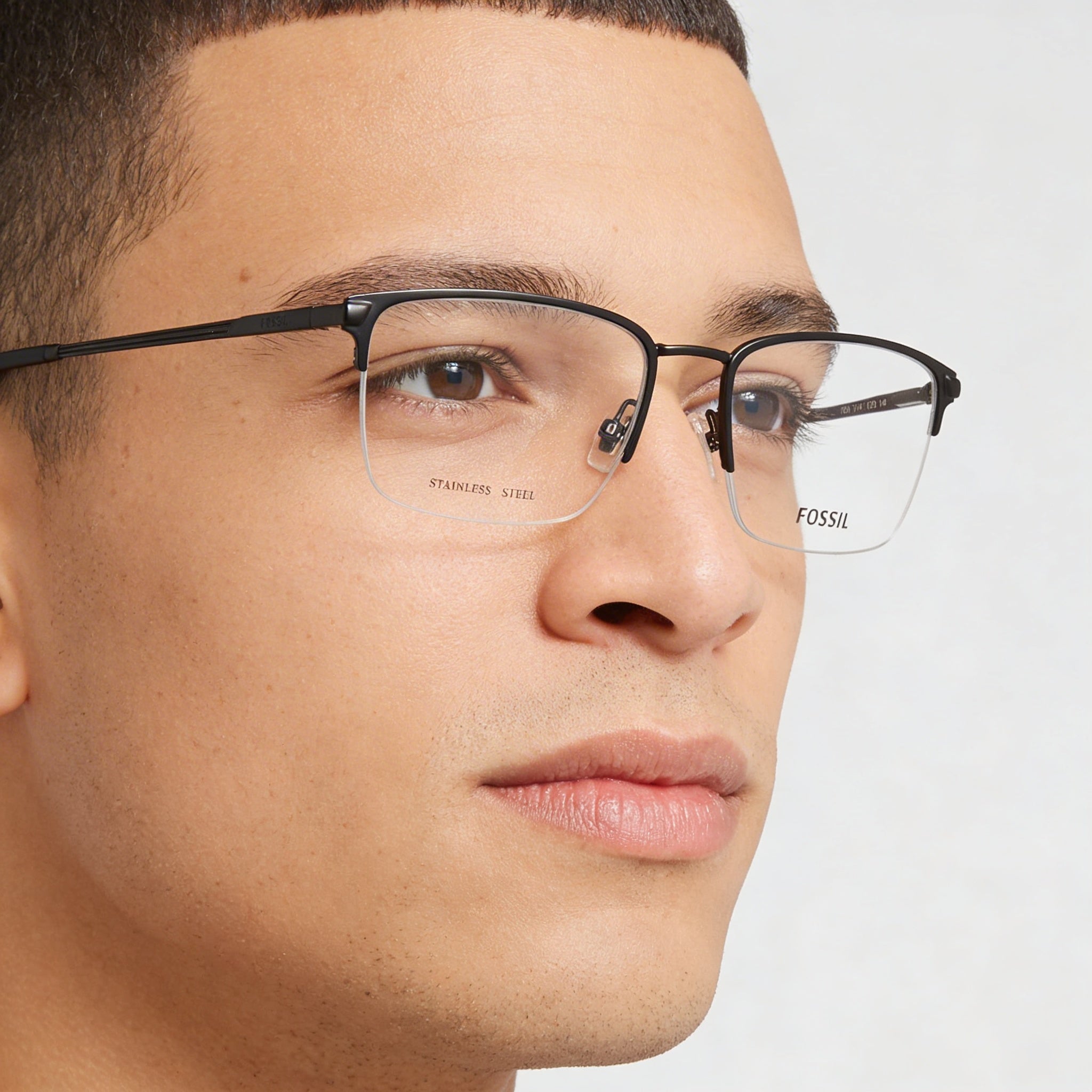 Gafas Fossil Fos 7147 para hombre, de acero aleado negro mate, no polarizadas, de 55 mm, Photo 4