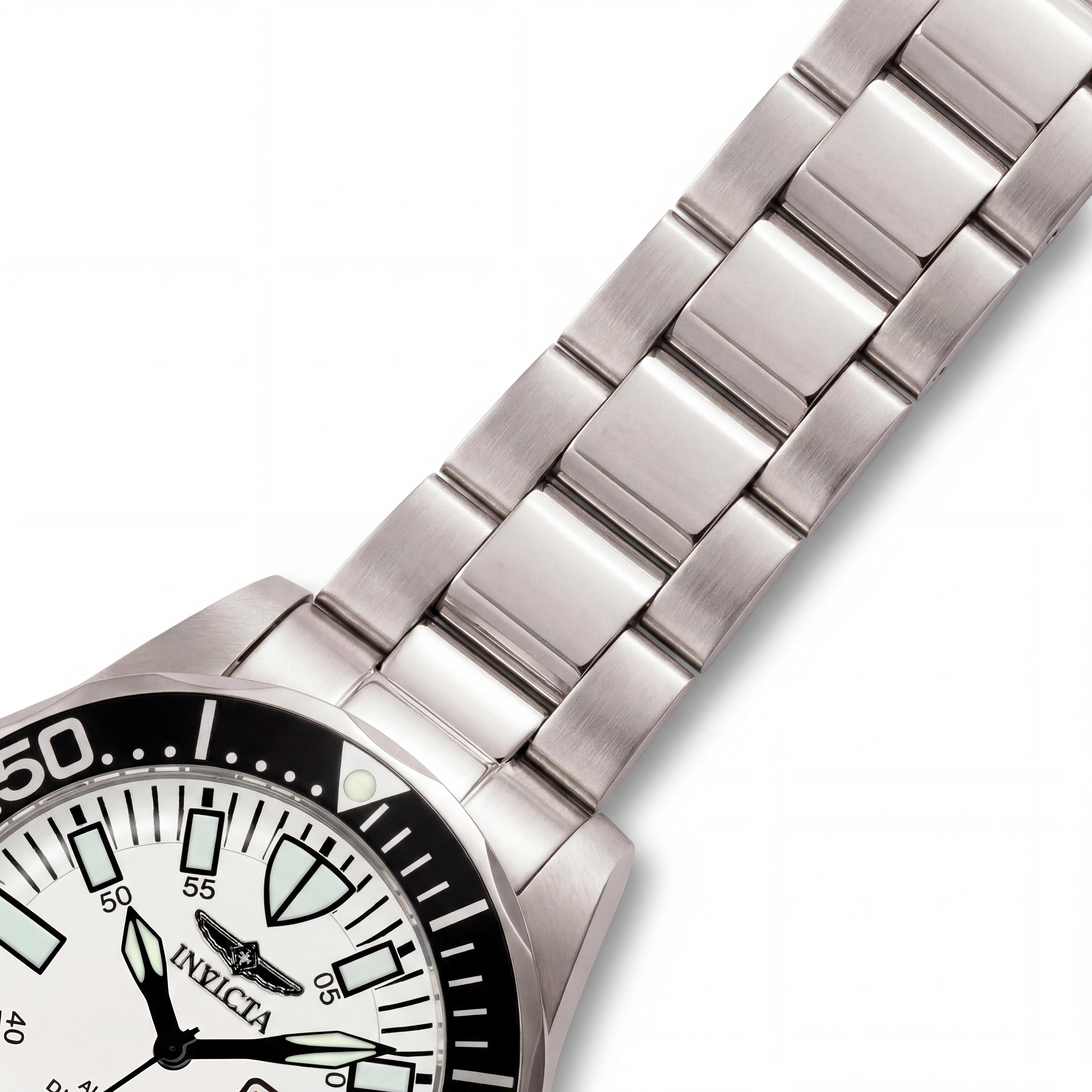 Invicta Reloj de buceo para hombre Pro Diver automático de acero inoxidable plateado luminoso con esfera blanca y resistencia al agua de 200 m, Photo 3