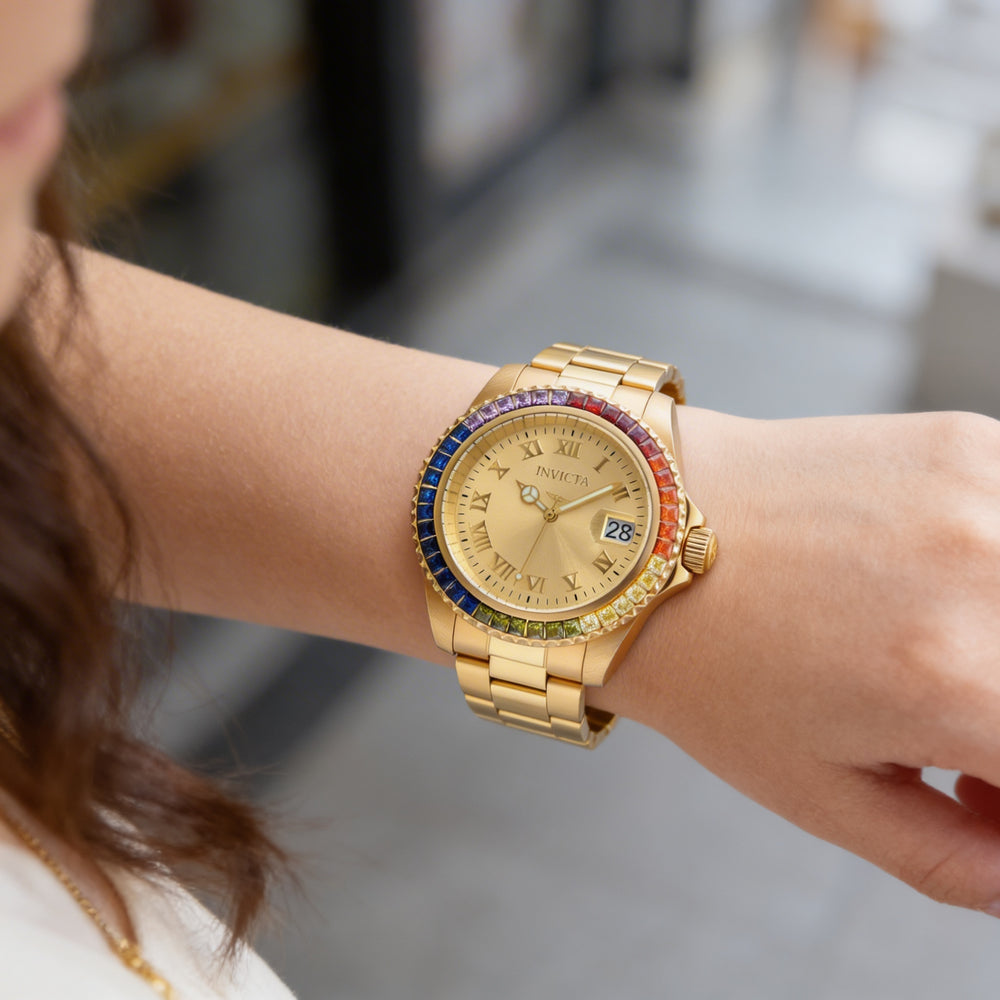Invicta Angel 20022 Women's Multicolored Gold-Plated Stainless Steel Quartz Bracelet Watch 200m 40mm