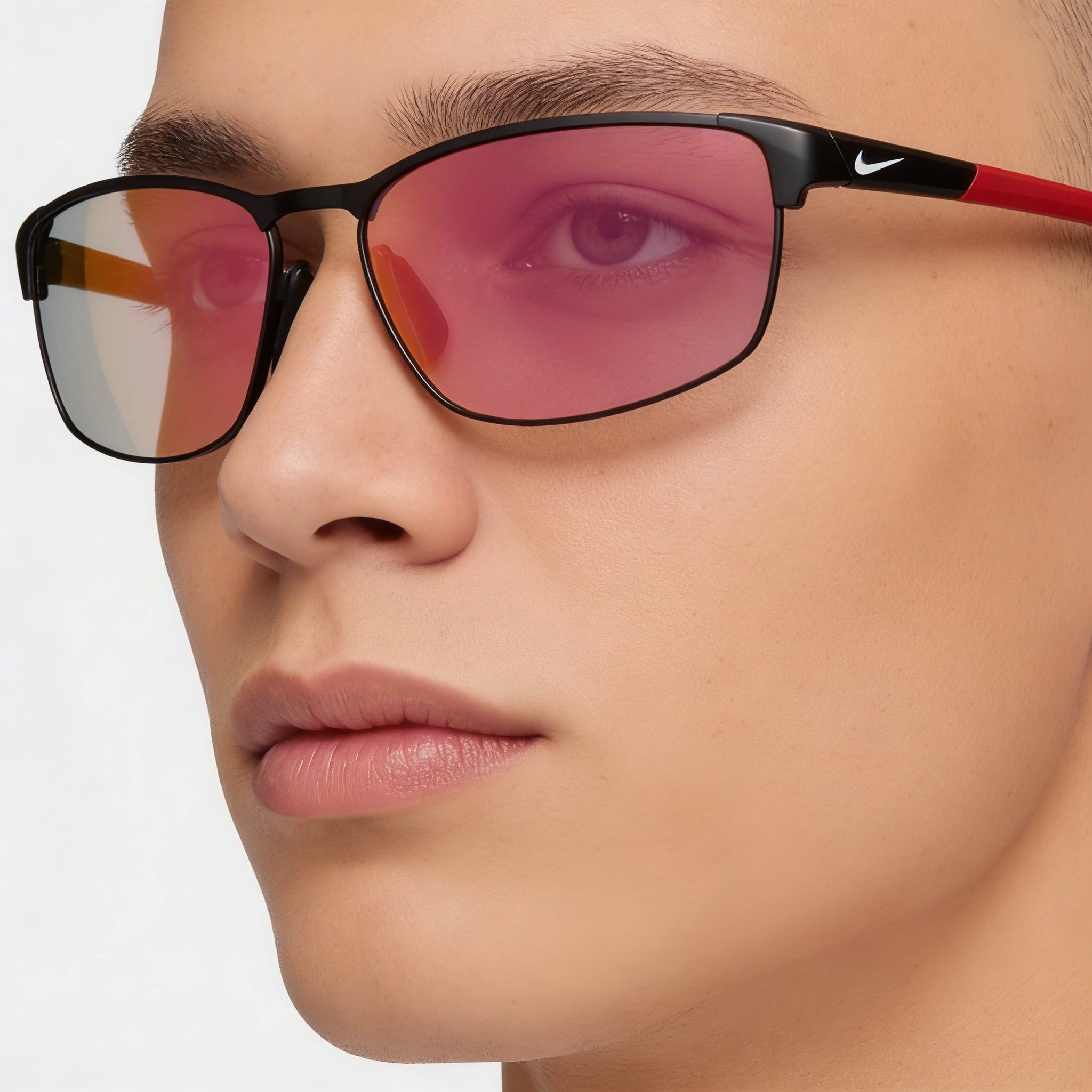 Nike Modern Metal Unisex Sport UV Protection Alloy Steel Satin Black Red Mirror Sunglasses 58mm, Photo 3