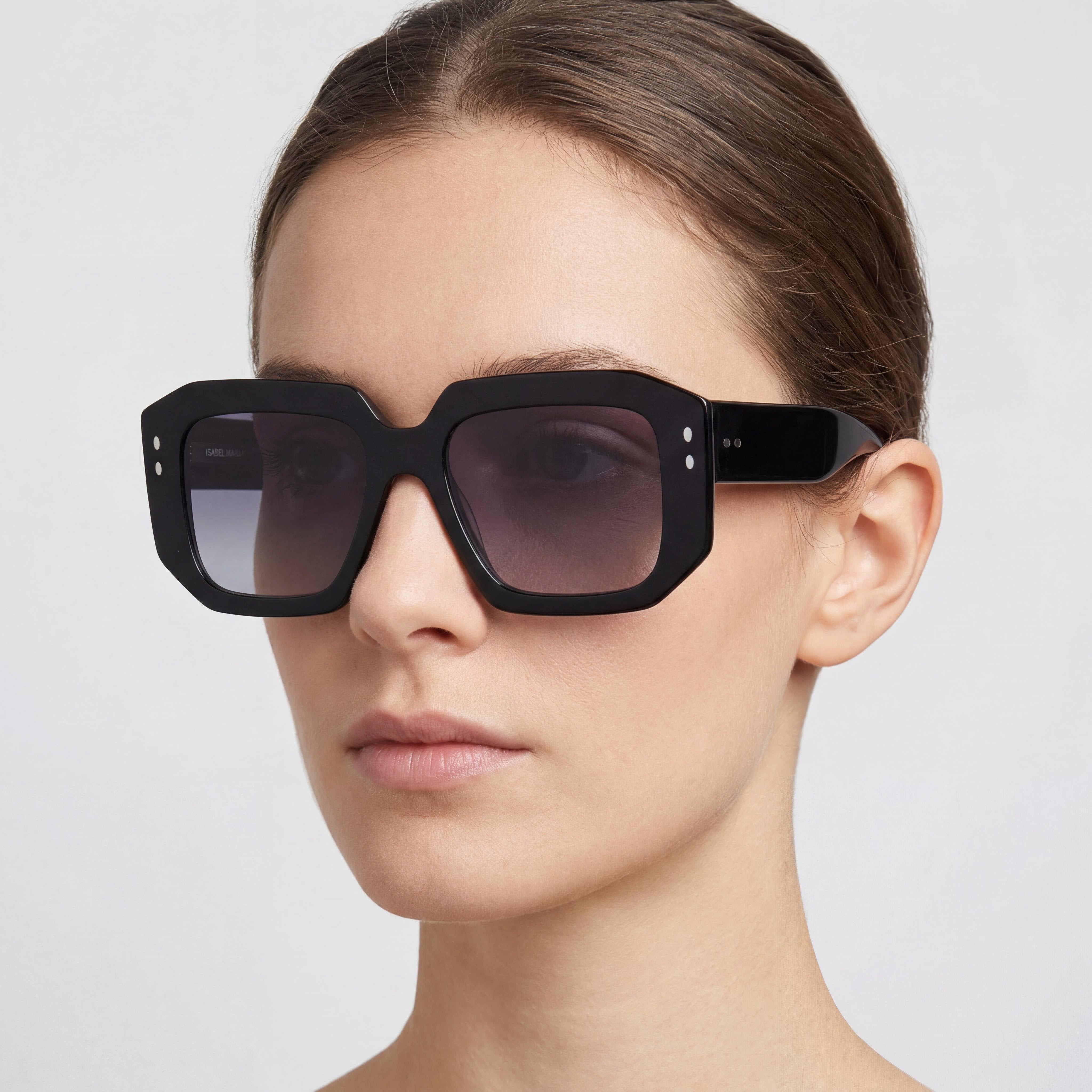 Isabel Marant Trendy Acetate Women's Black Acetate Frame Black Polycarbonate Lens UV Protection Sunglasses 53mm, Photo 5