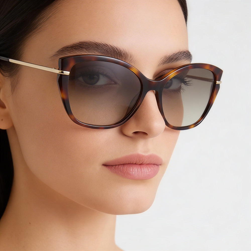 Gafas de sol Longchamp LO627S de mariposa para mujer, protección UV, plástico habana, lentes degradadas marrones, 57 mm