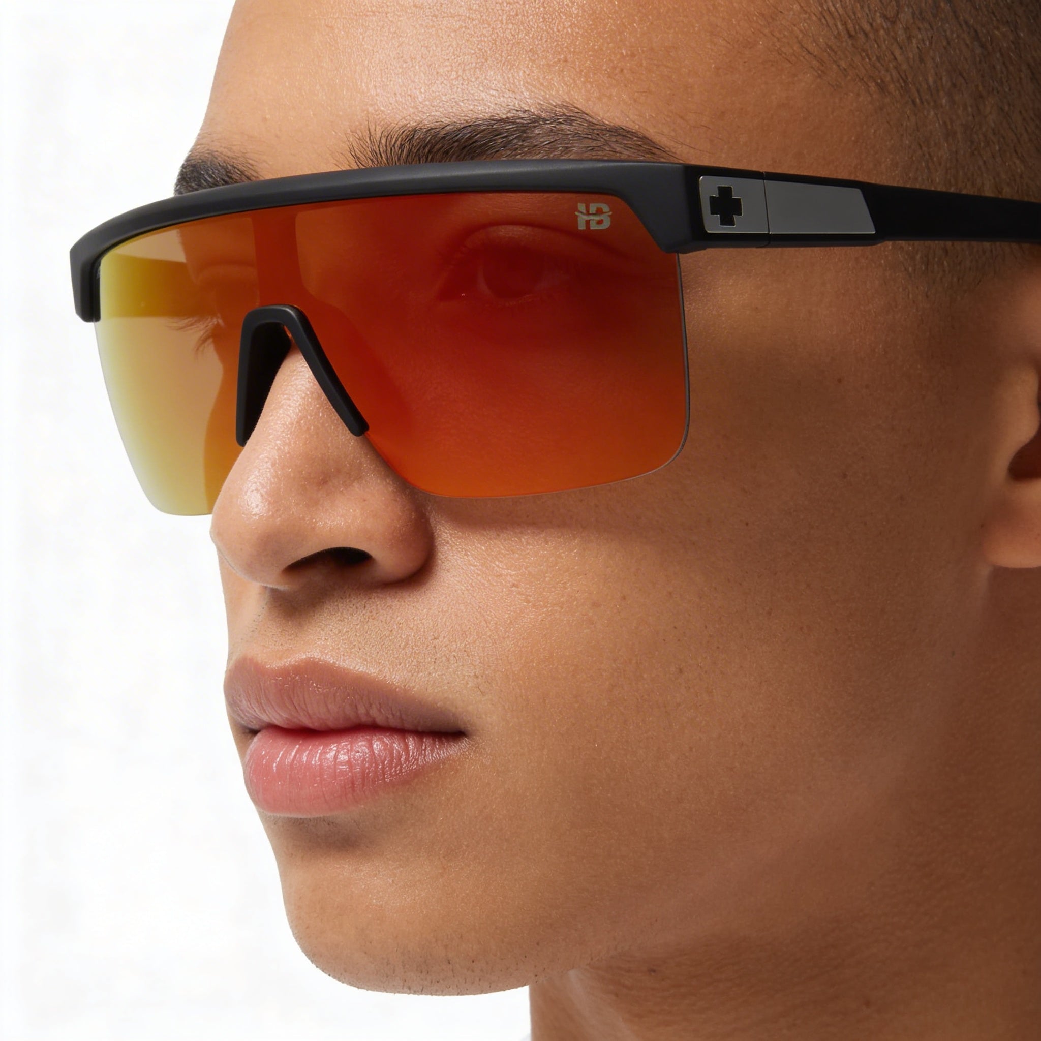 Gafas de sol Spy Flynn 5050 unisex con montura de plástico negro mate, lentes polarizadas con espejo naranja Happy Boost con protección UV, Photo 4