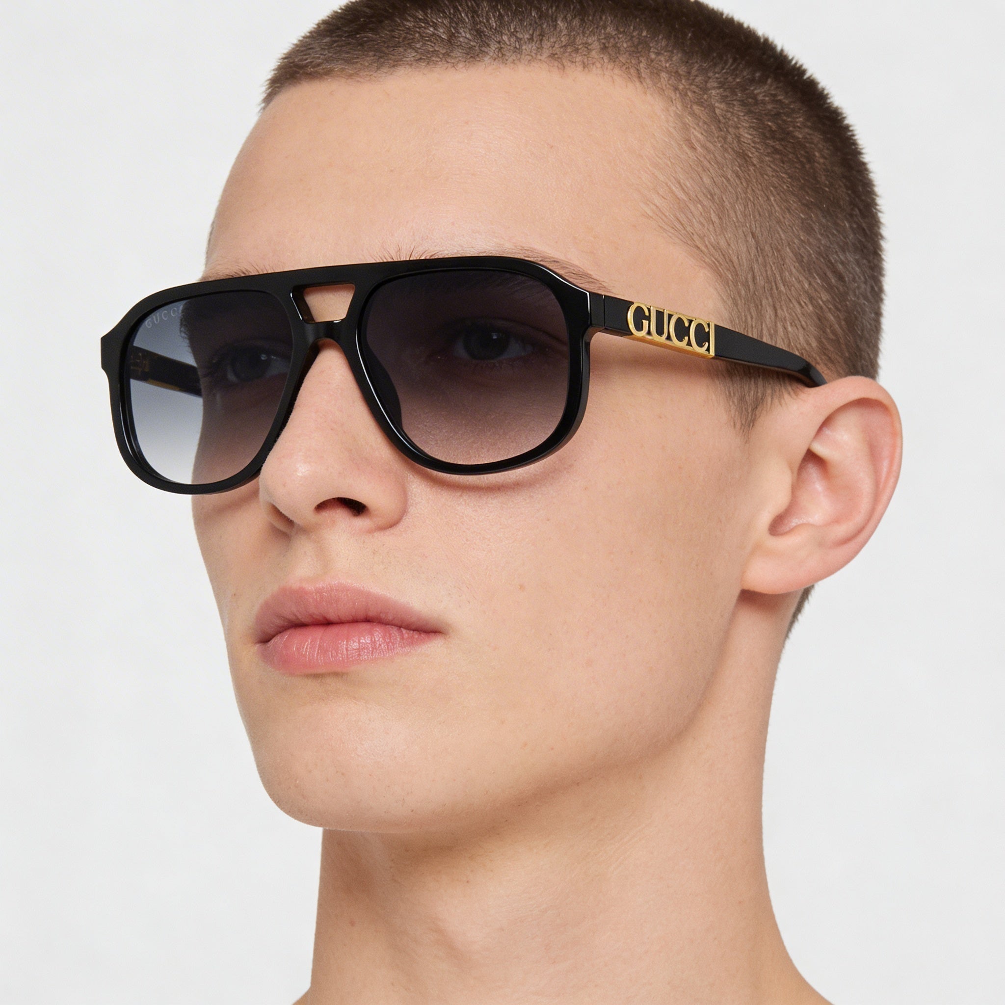 Gucci Gg1188s 002 Unisex Aluminium Frame Prescription-Ready UV Protection Black Gold-logo Grey Lenses 58mm, Photo 4