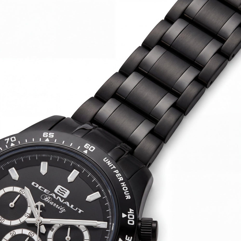 Reloj para hombre Oceanaut OC6113 Biarritz con cronógrafo, bisel de cerámica, plateado y azul, 44 mm