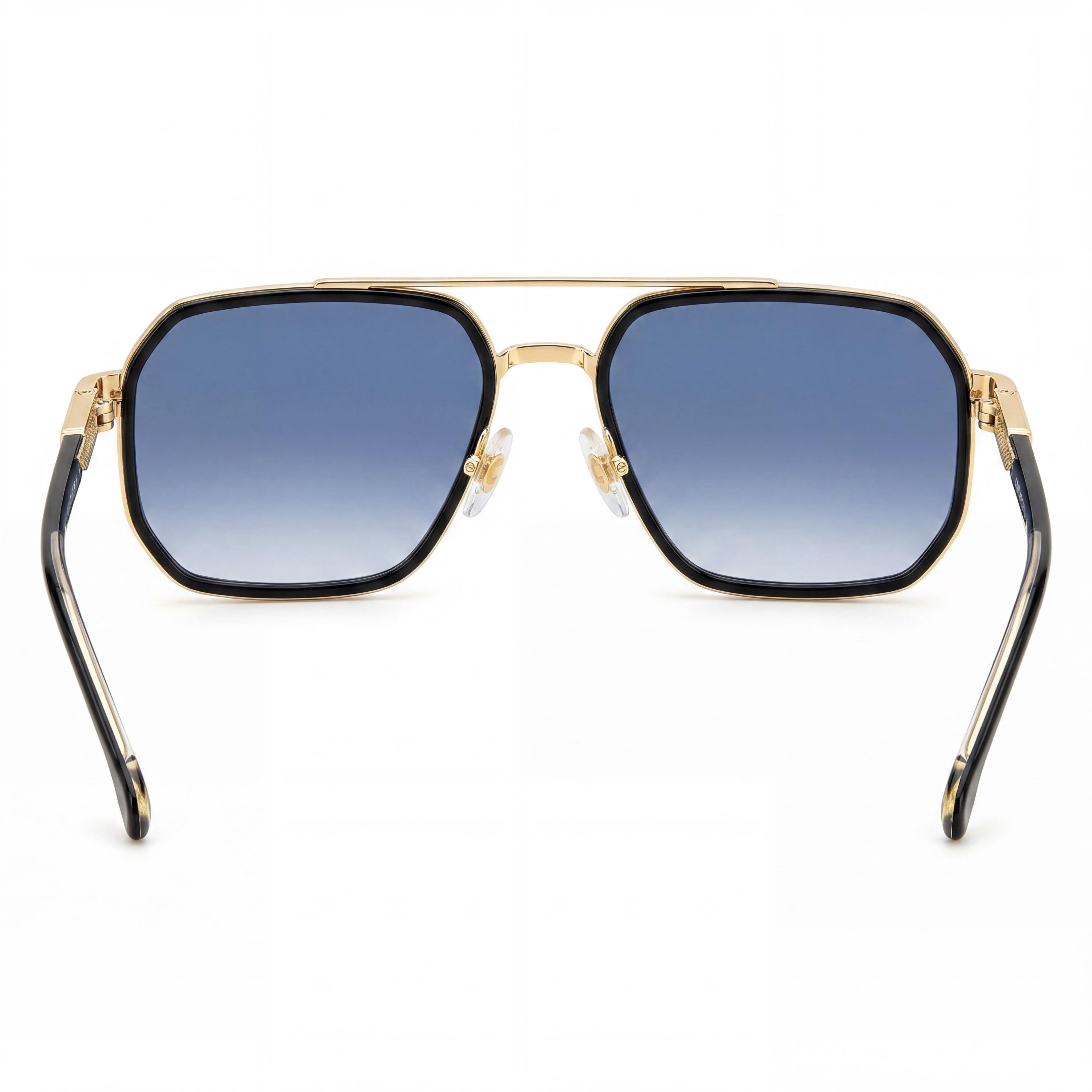 Carrera Lässig. Men's Metal Sunglasses featuring Black Gold Frame with Dark Blue Shaded Lenses, 58mm, Photo 3