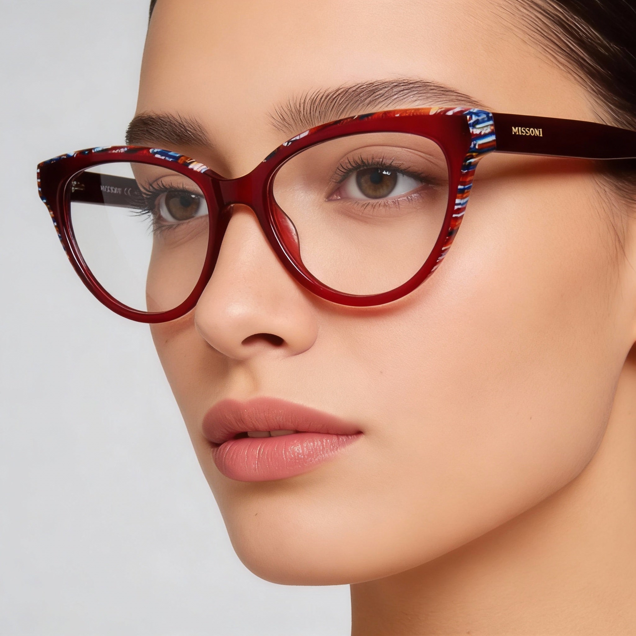 Missoni MIS 0091 Women's Sunglasses, Acetate Frame, Polycarbonate Lens, Burgundy Pattern, 52mm, Photo 4