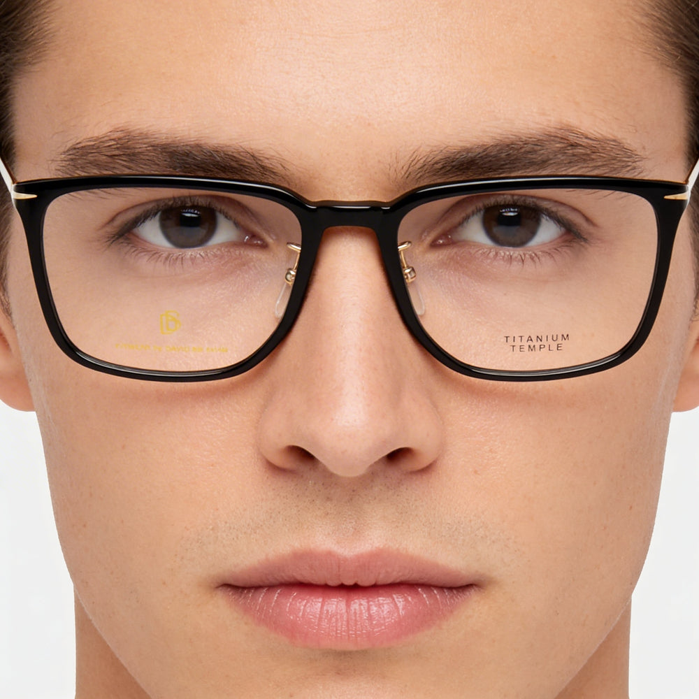David Beckham Db 1110/G Unisex Black Gold Magnesium Frame Polycarbonate Lens Non-polarised Eyeglasses 55mm
